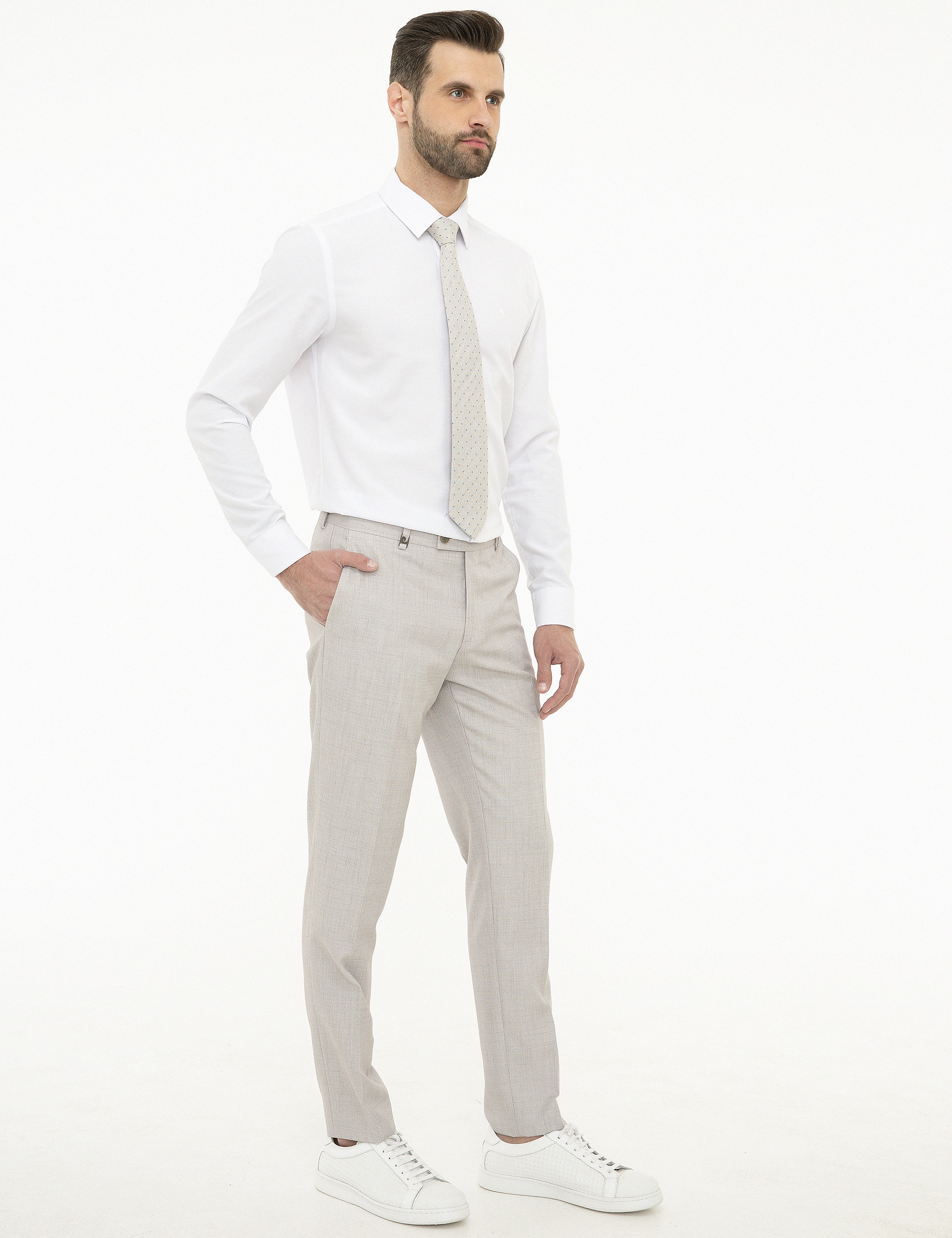 Gri Ekstra Slim Fit Pantolon