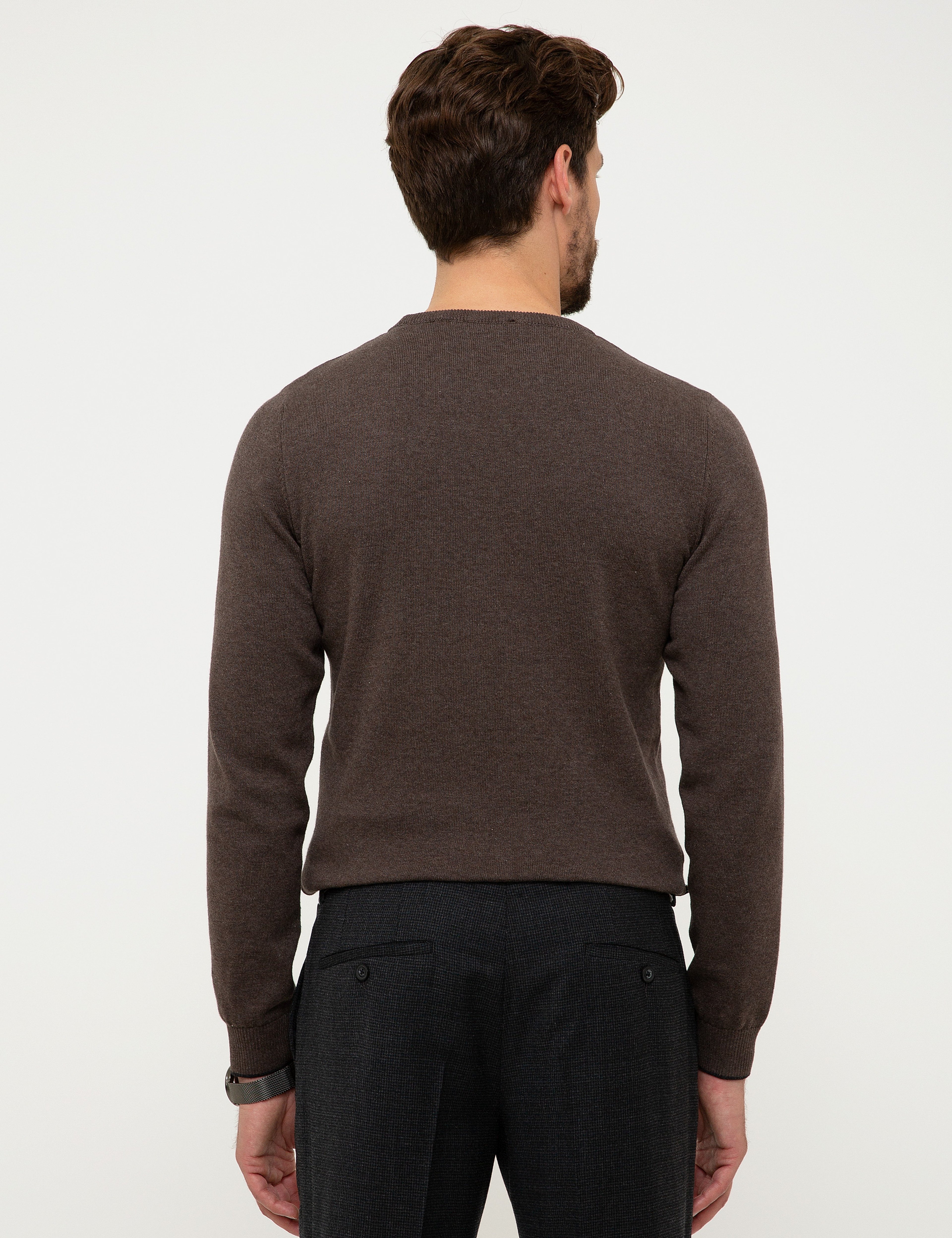 Açık Kahverengi Slim Fit Basic Kazak - Image 4