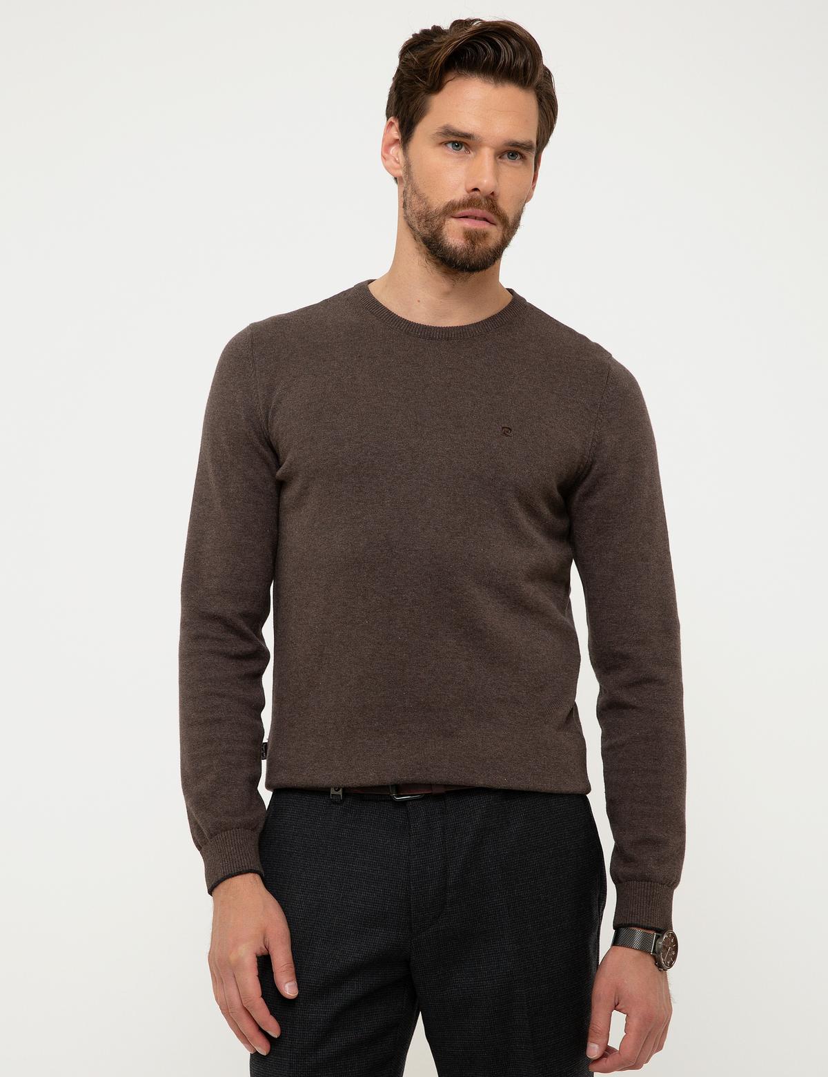 Açık Kahverengi Slim Fit Basic Kazak