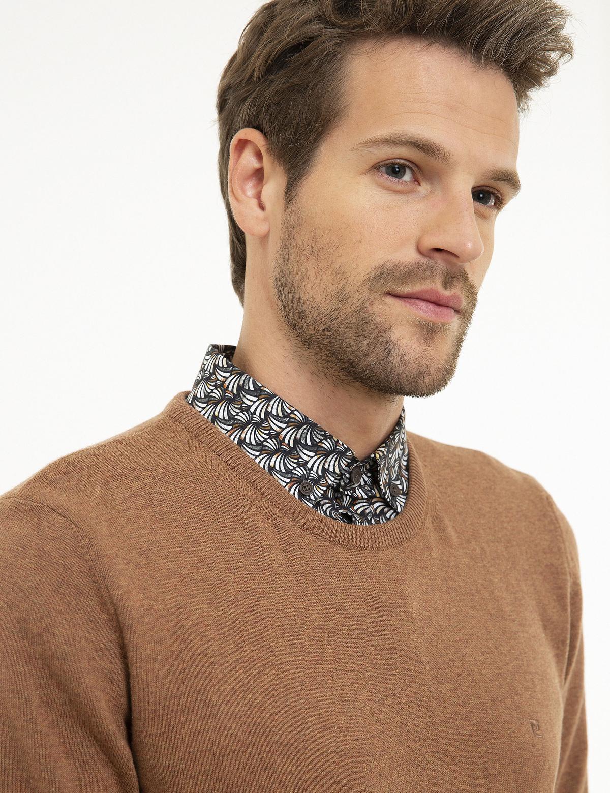 Taba Melanj Slim Fit Bisiklet Yaka Basic Triko Kazak - 50207445192