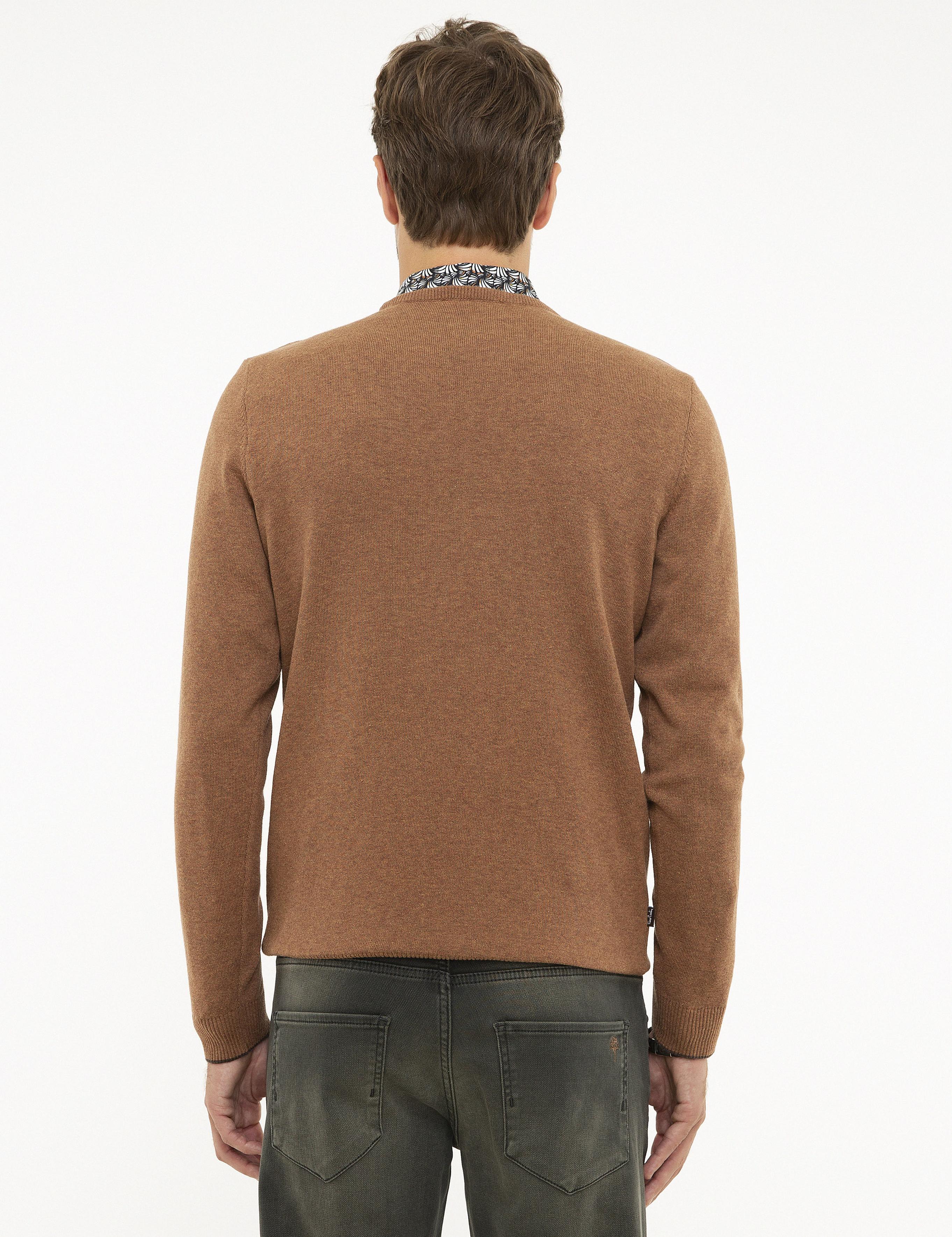 Taba Melanj Slim Fit Bisiklet Yaka Basic Triko Kazak