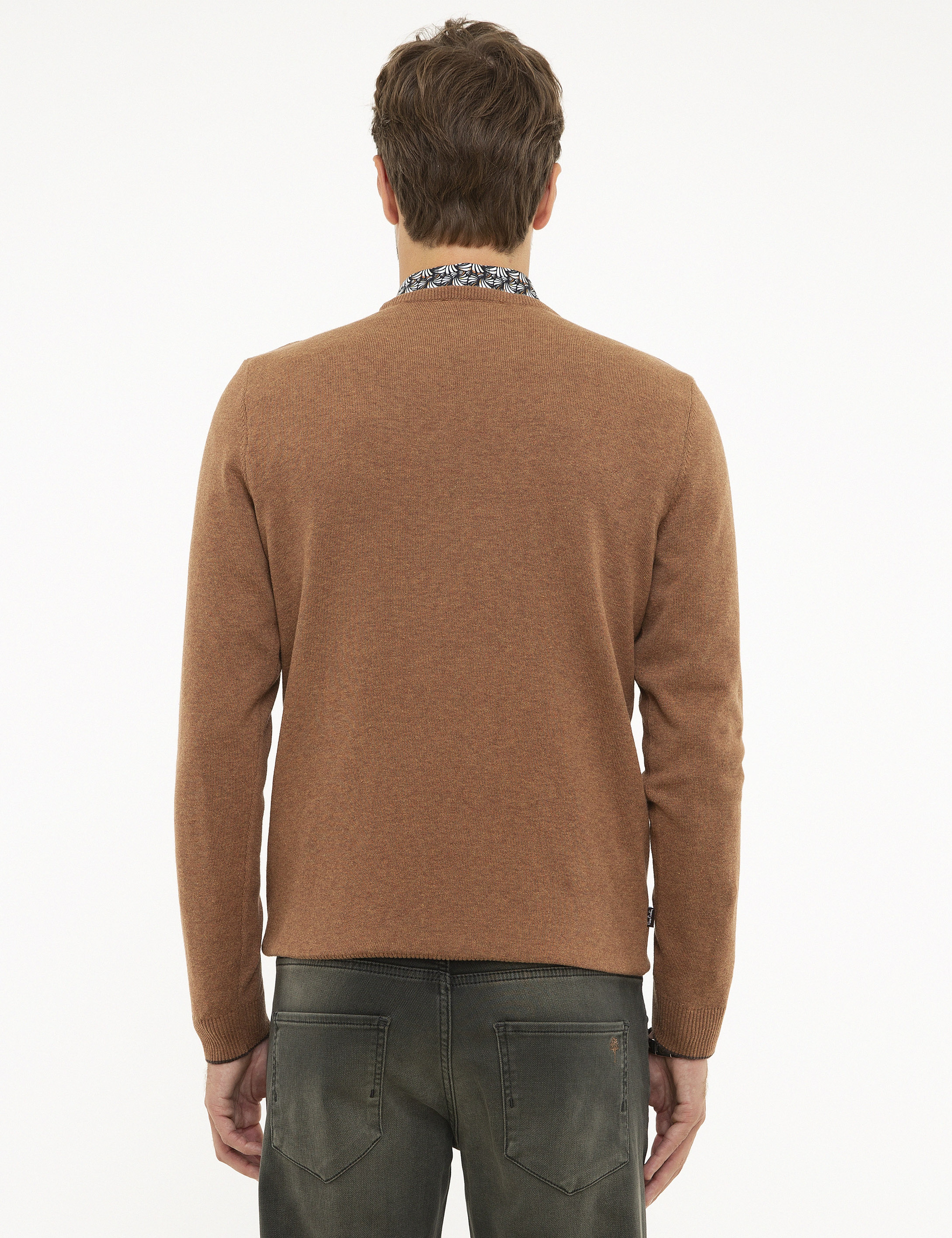 Taba Melanj Slim Fit Bisiklet Yaka Basic Triko Kazak - Image 4
