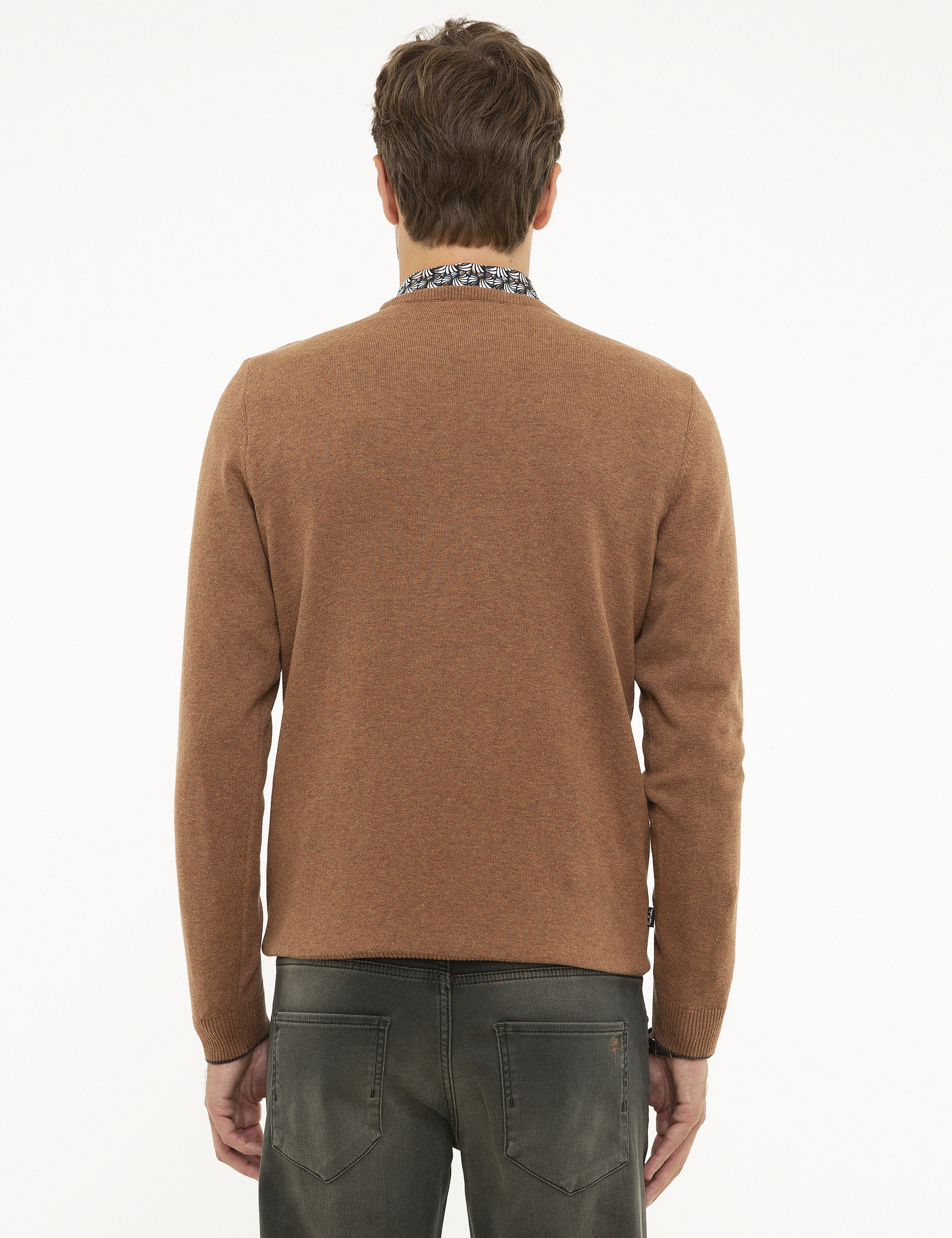 Taba Melanj Slim Fit Bisiklet Yaka Basic Triko Kazak