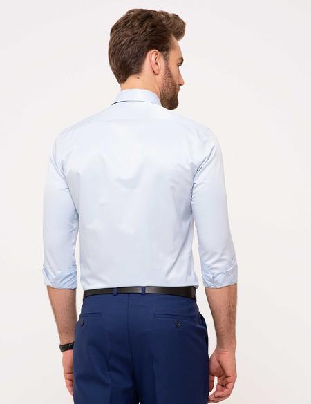 Açık Mavi Slim Fit Uzun Kollu Basic Gömlek - 50155060048