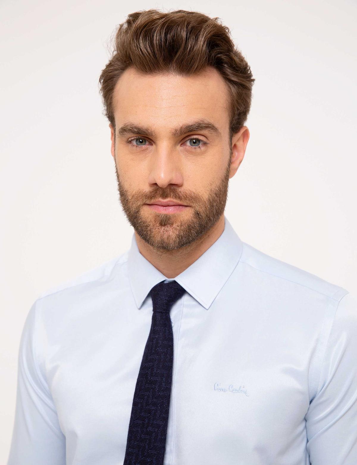 Açık Mavi Slim Fit Uzun Kollu Basic Gömlek - 50155060048