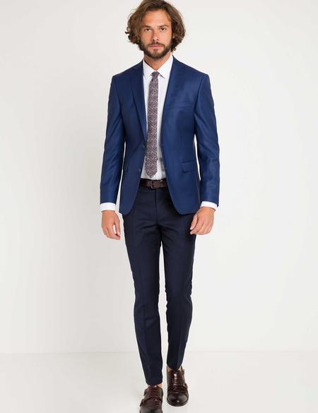 LACIVERT DOKUMA CEKET - 50180544077