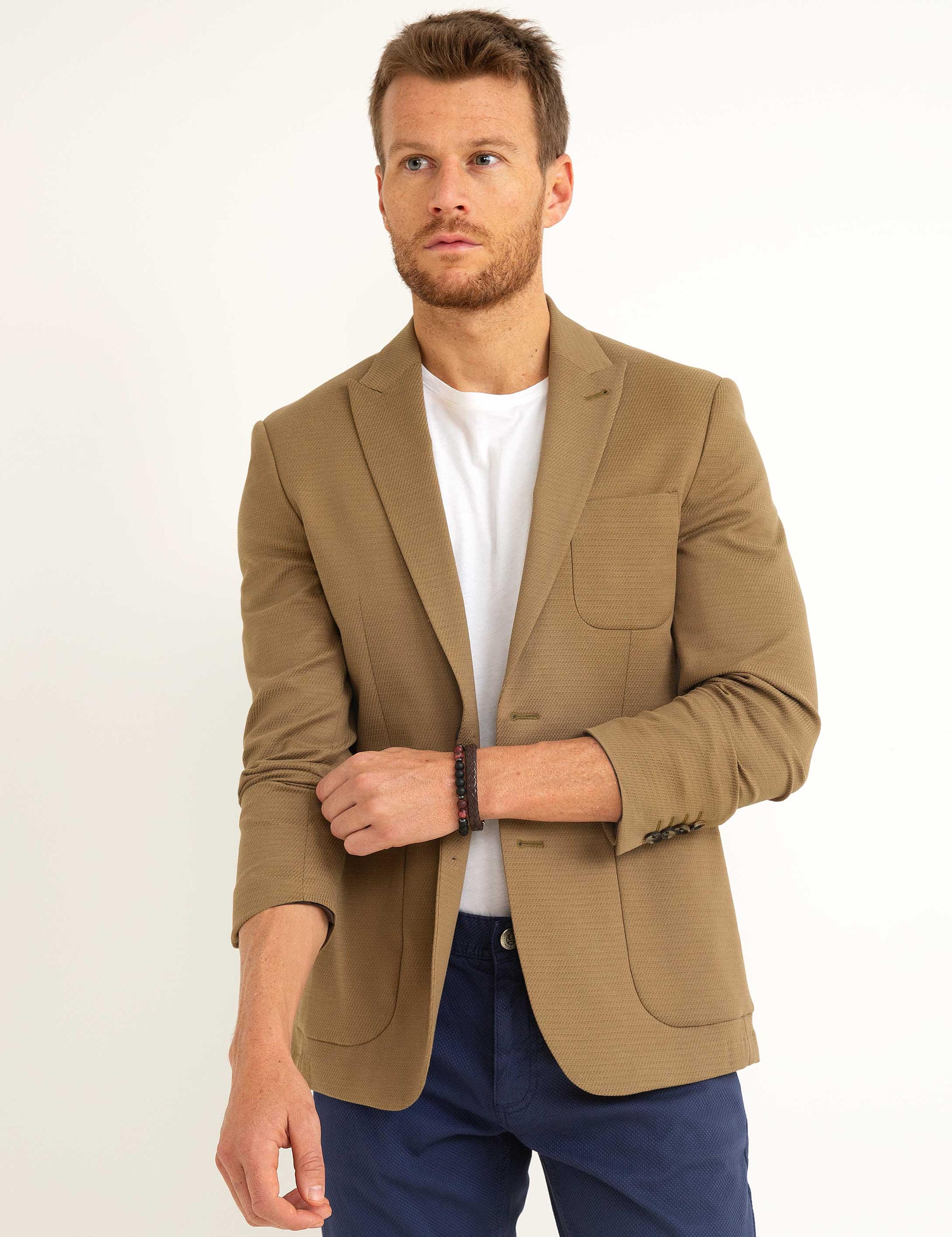 Camel Slim Fit Ceket