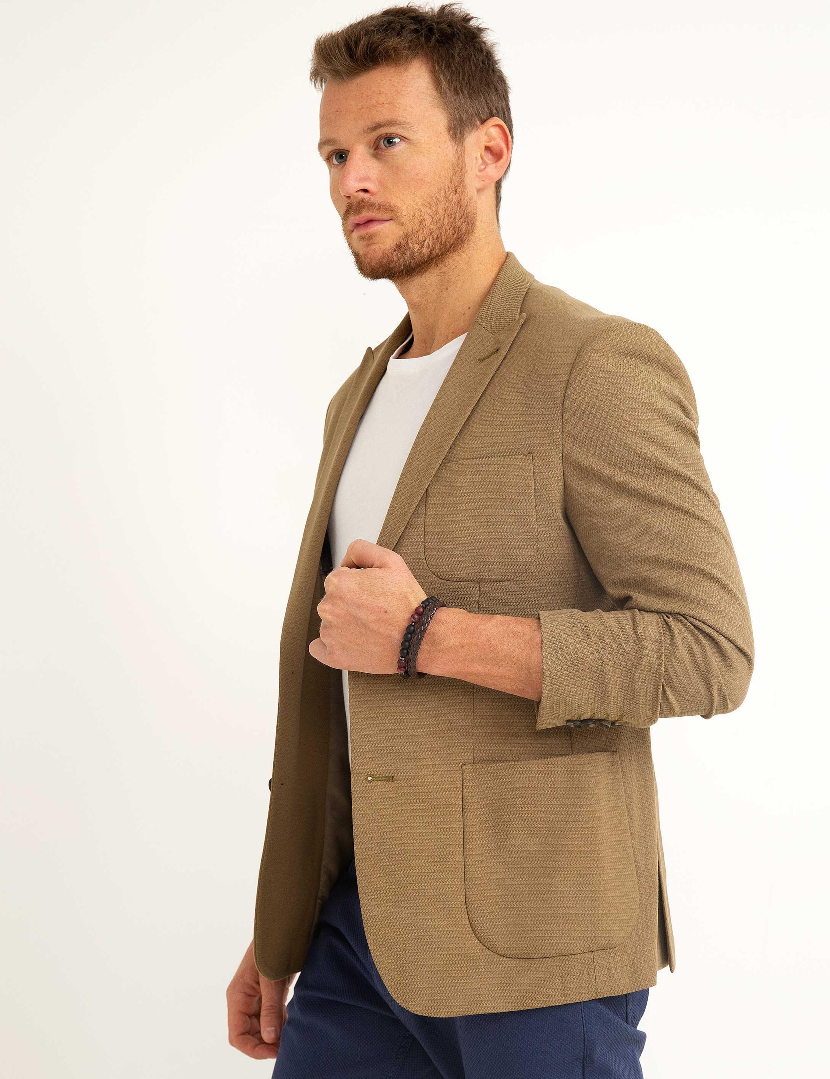 Camel Slim Fit Ceket