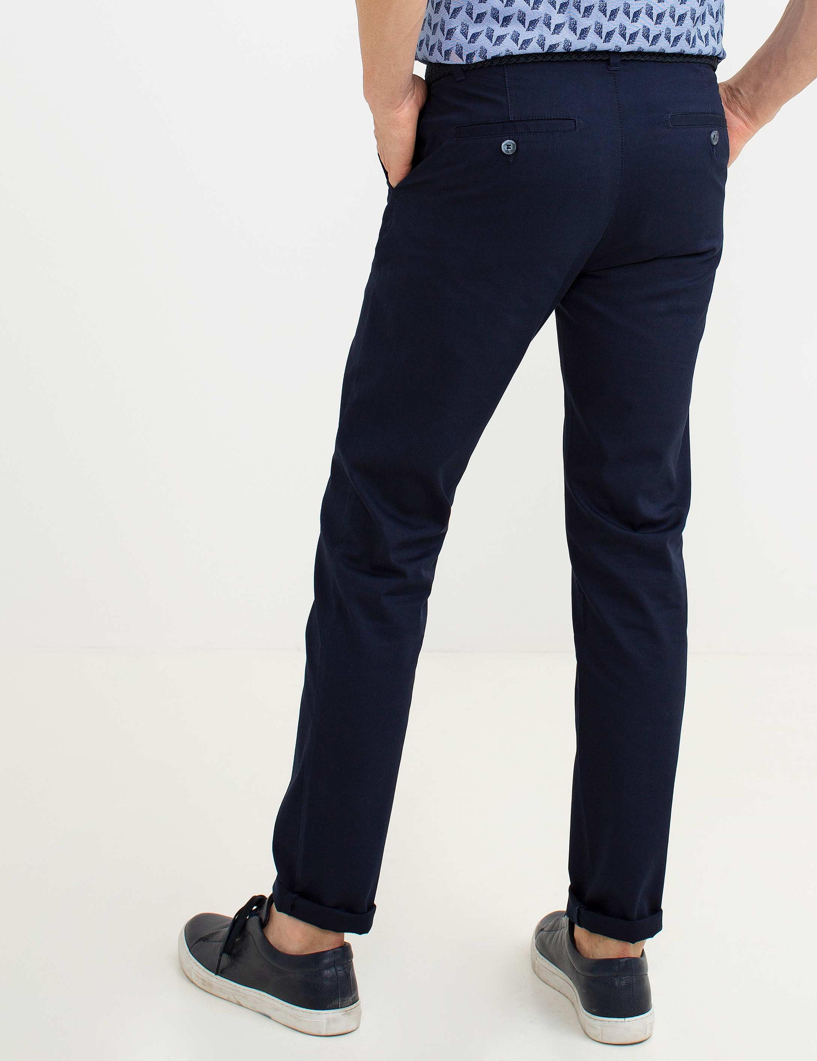 Lacivert Slim Fit Chino Pantolon