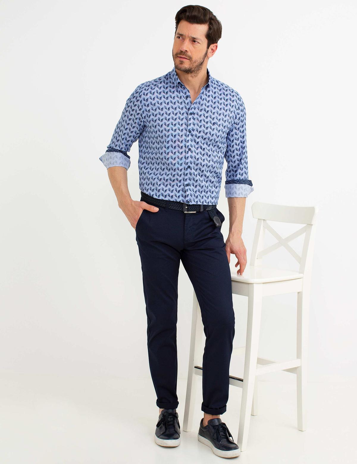 Lacivert Slim Fit Chino Pantolon