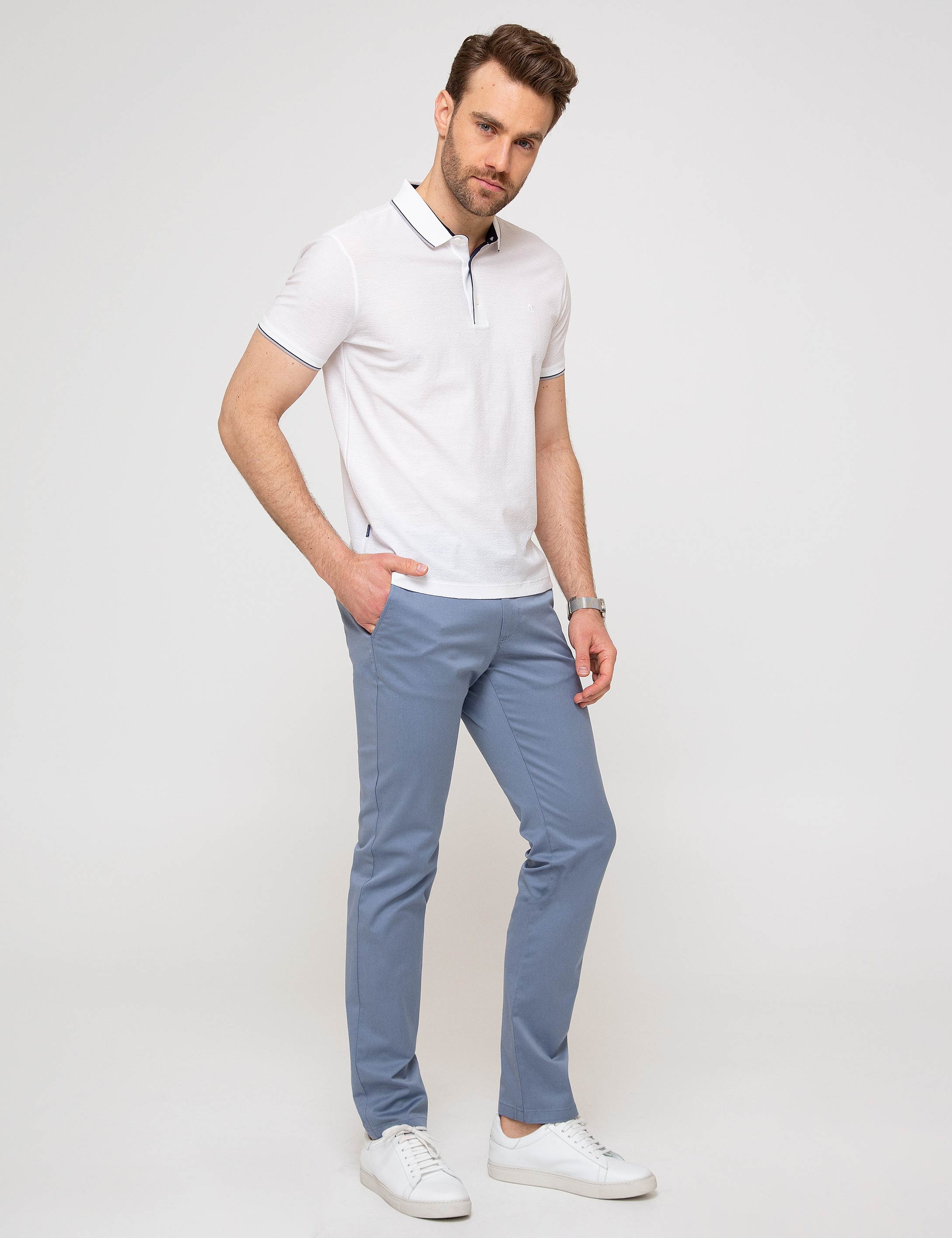 Koyu Mavi Slim Fit Kanvas Pantolon - Image 3
