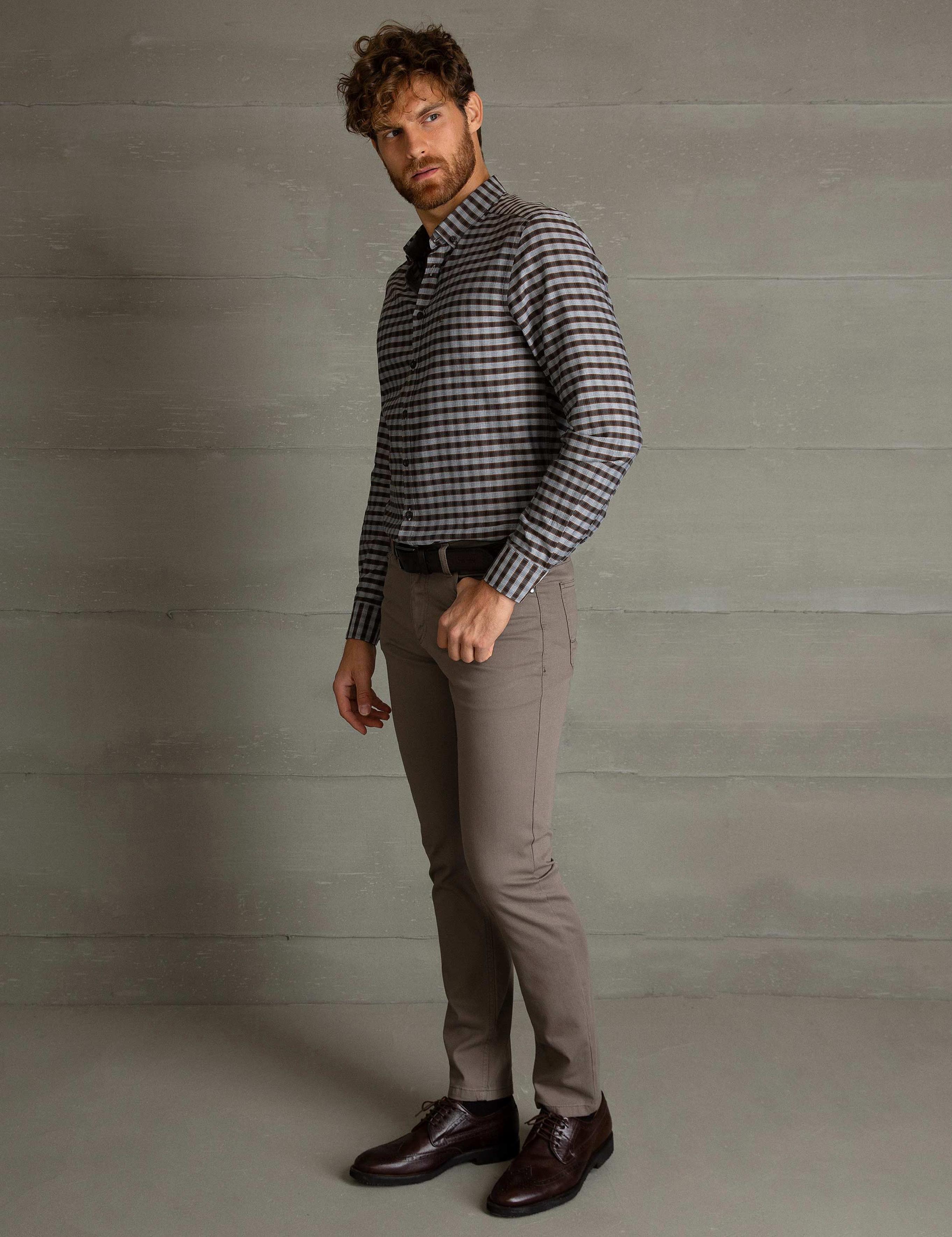 Gri Slim Fit Chino Pantolon