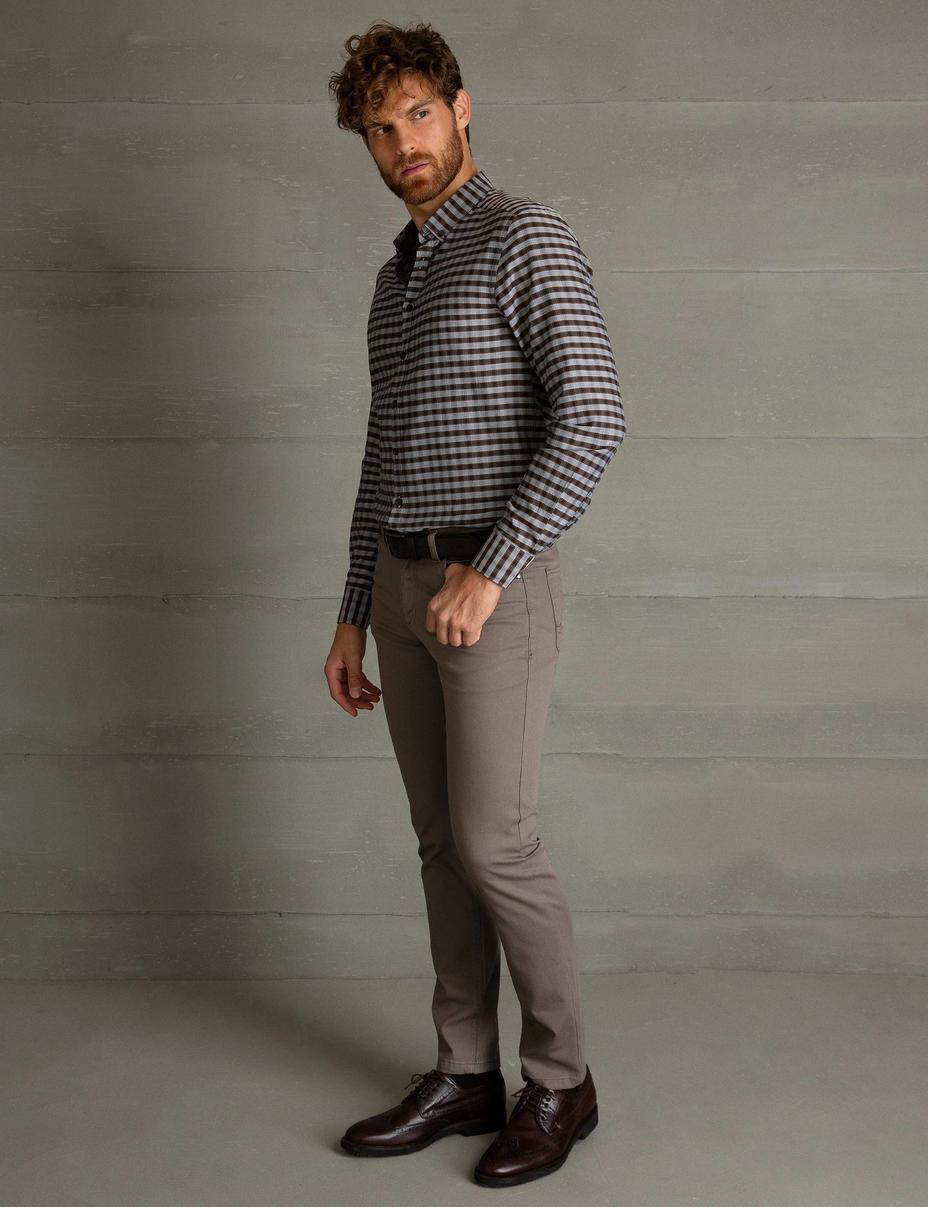 Gri Slim Fit Chino Pantolon - Image 2