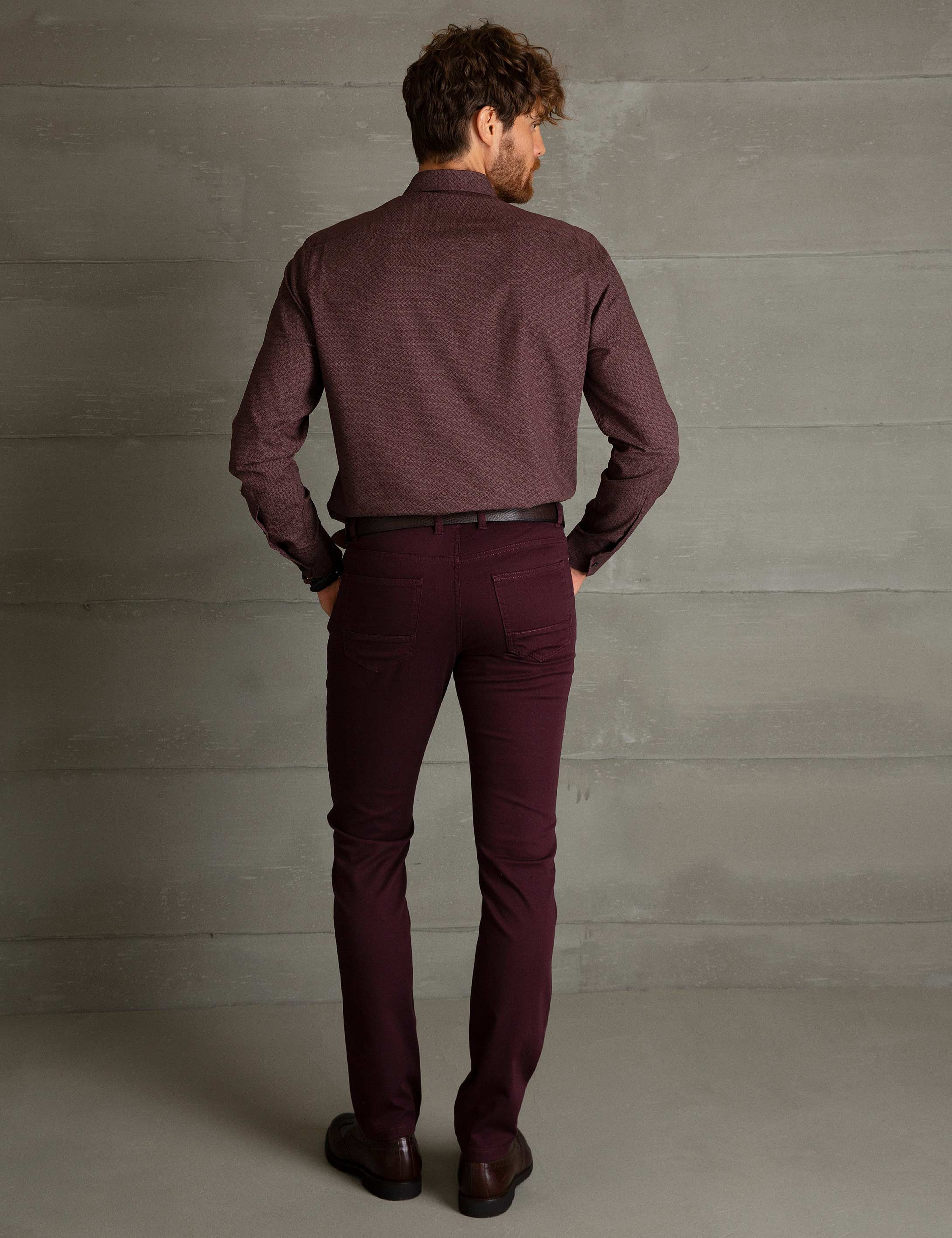 Bordo Slim Fit Kanvas Pantolon - Image 3