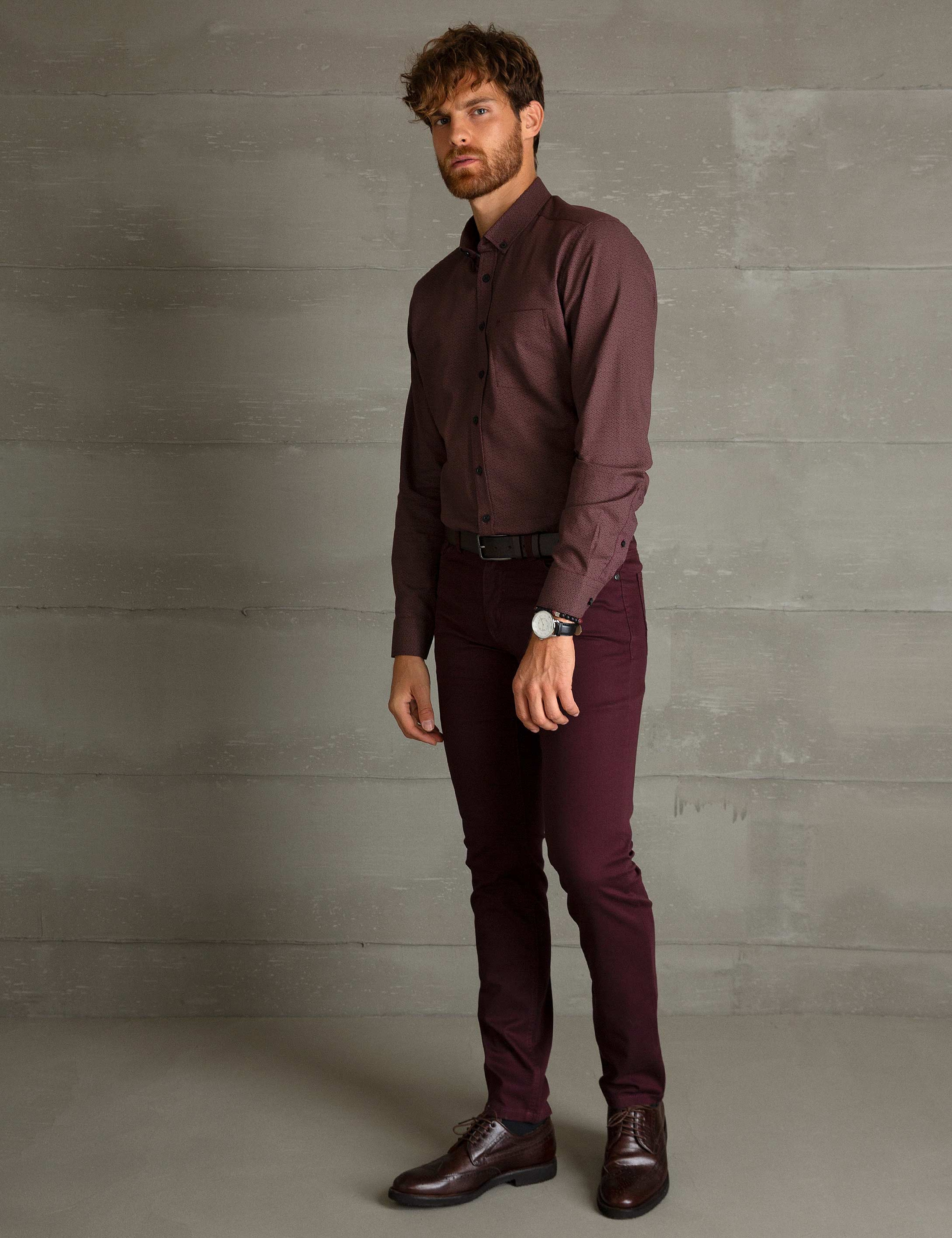 Bordo Slim Fit Kanvas Pantolon - Image 2
