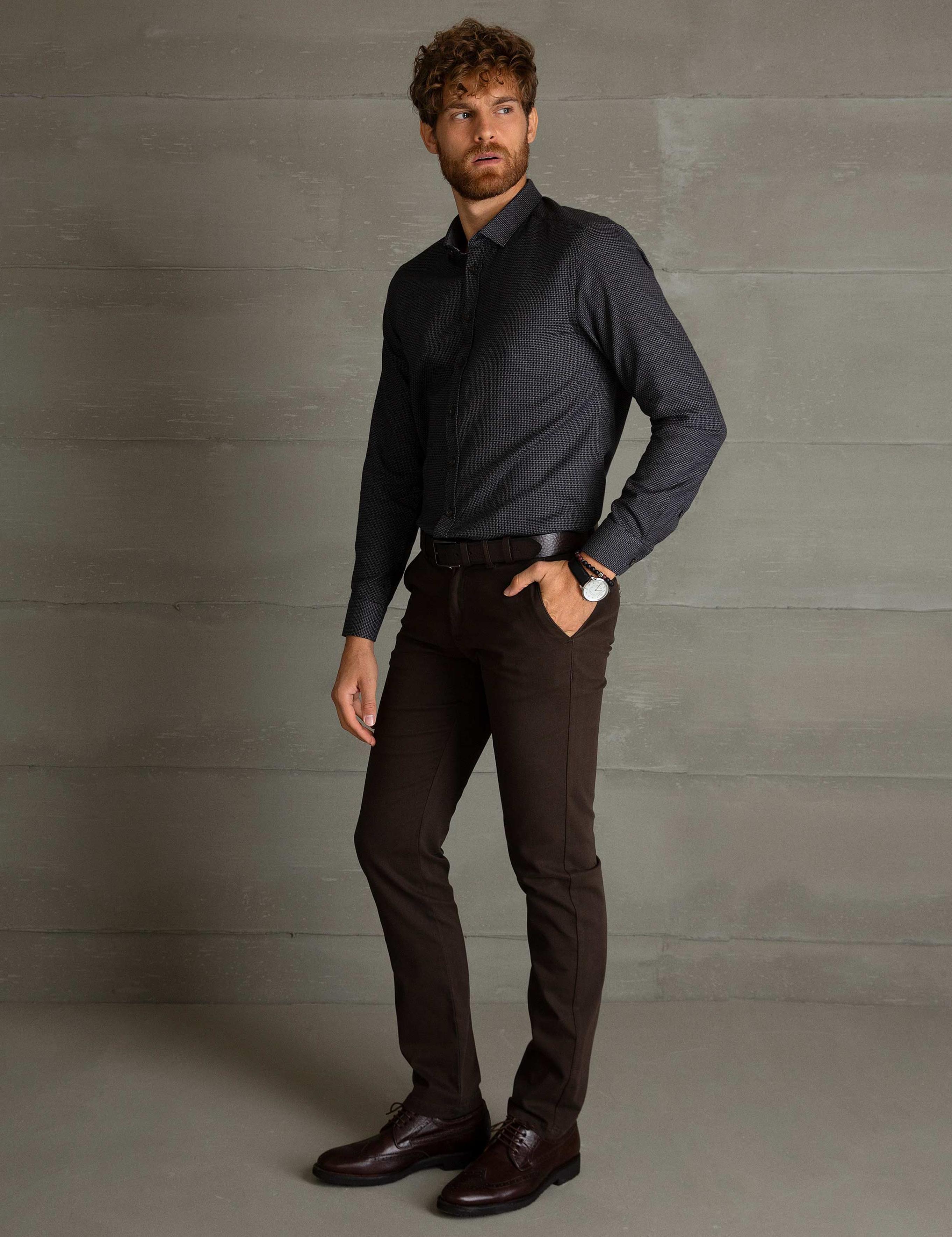 Kahverengi Slim Fit Chino Pantolon