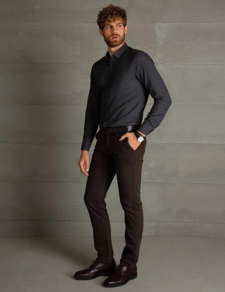 Kahverengi Slim Fit Chino Pantolon - 50195936040