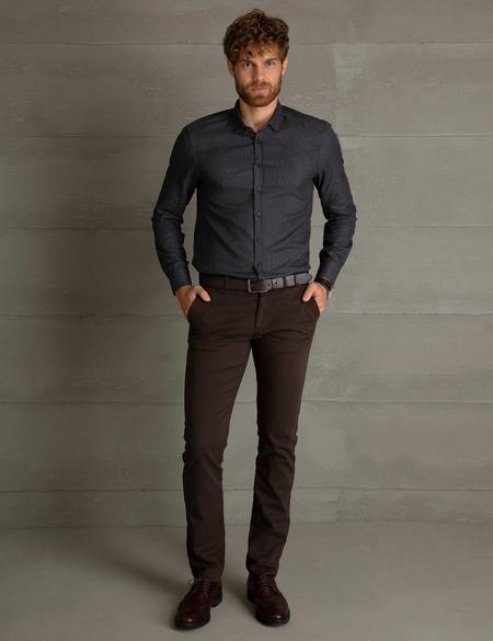 Kahverengi Slim Fit Chino Pantolon - 50195936040