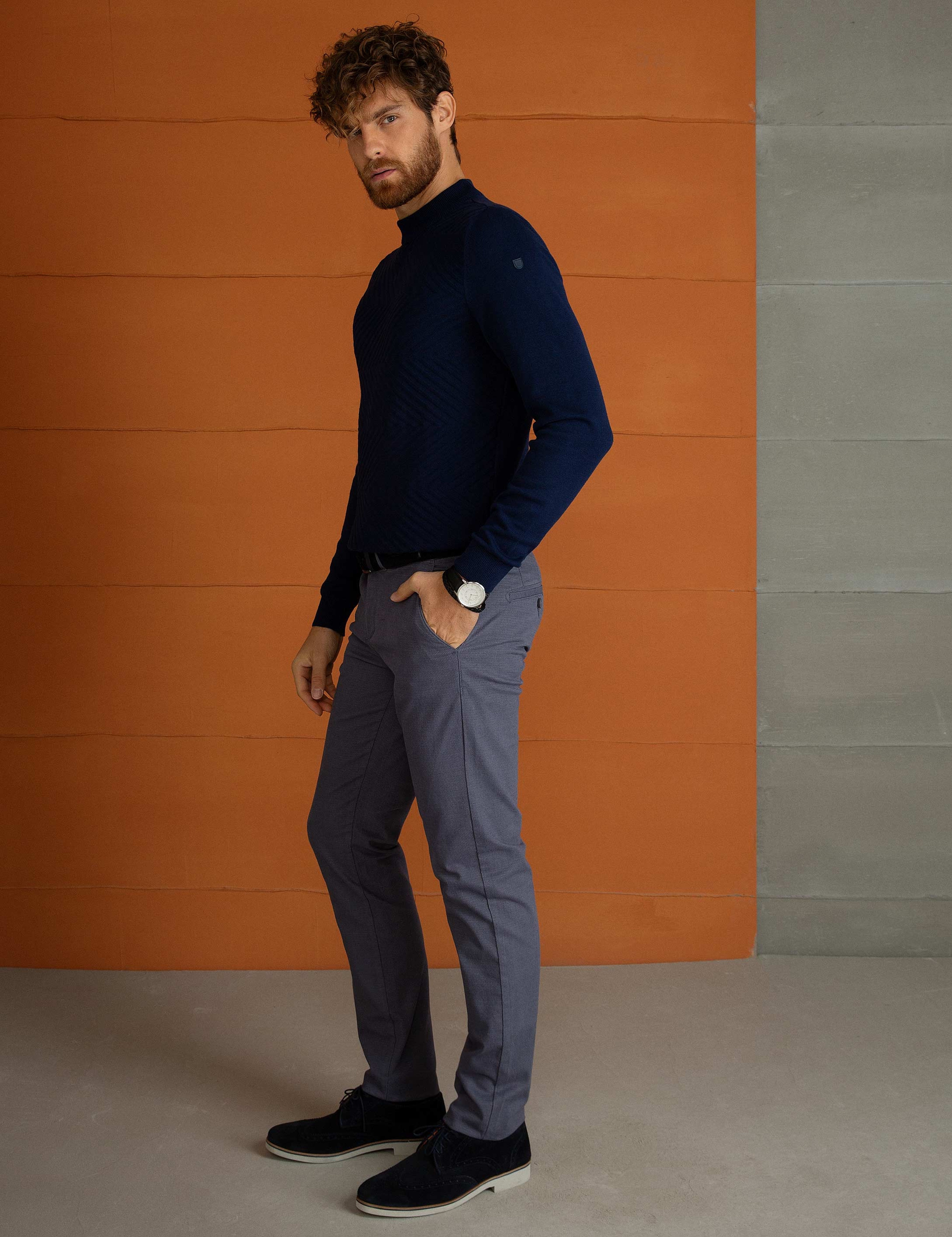 Antrasit Slim Fit Chino Pantolon - Image 2