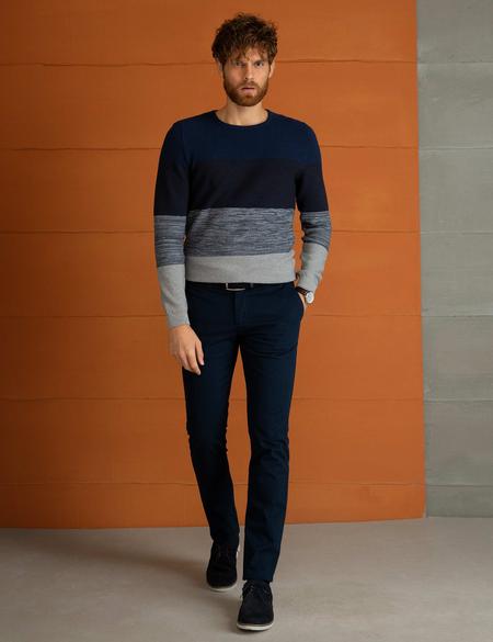 Lacivert Slim Fit Kanvas Pantolon - 50197411041