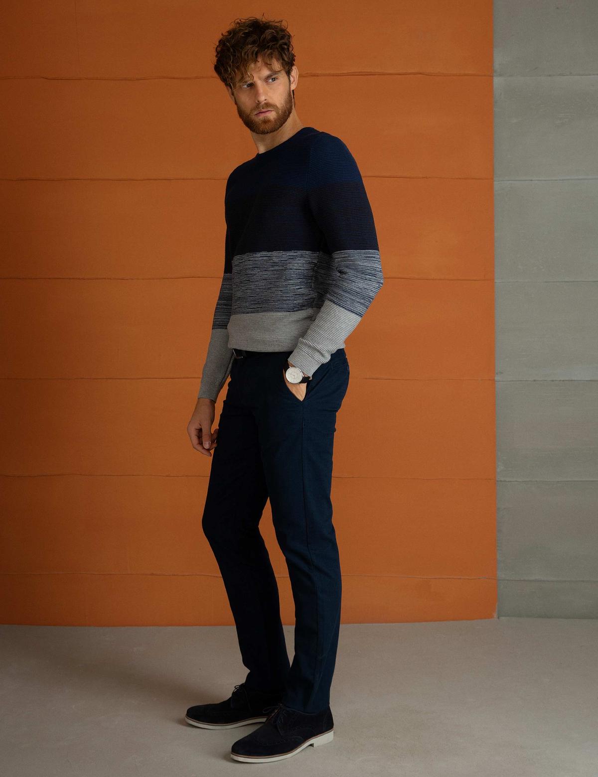 Lacivert Slim Fit Kanvas Pantolon - 50197411041