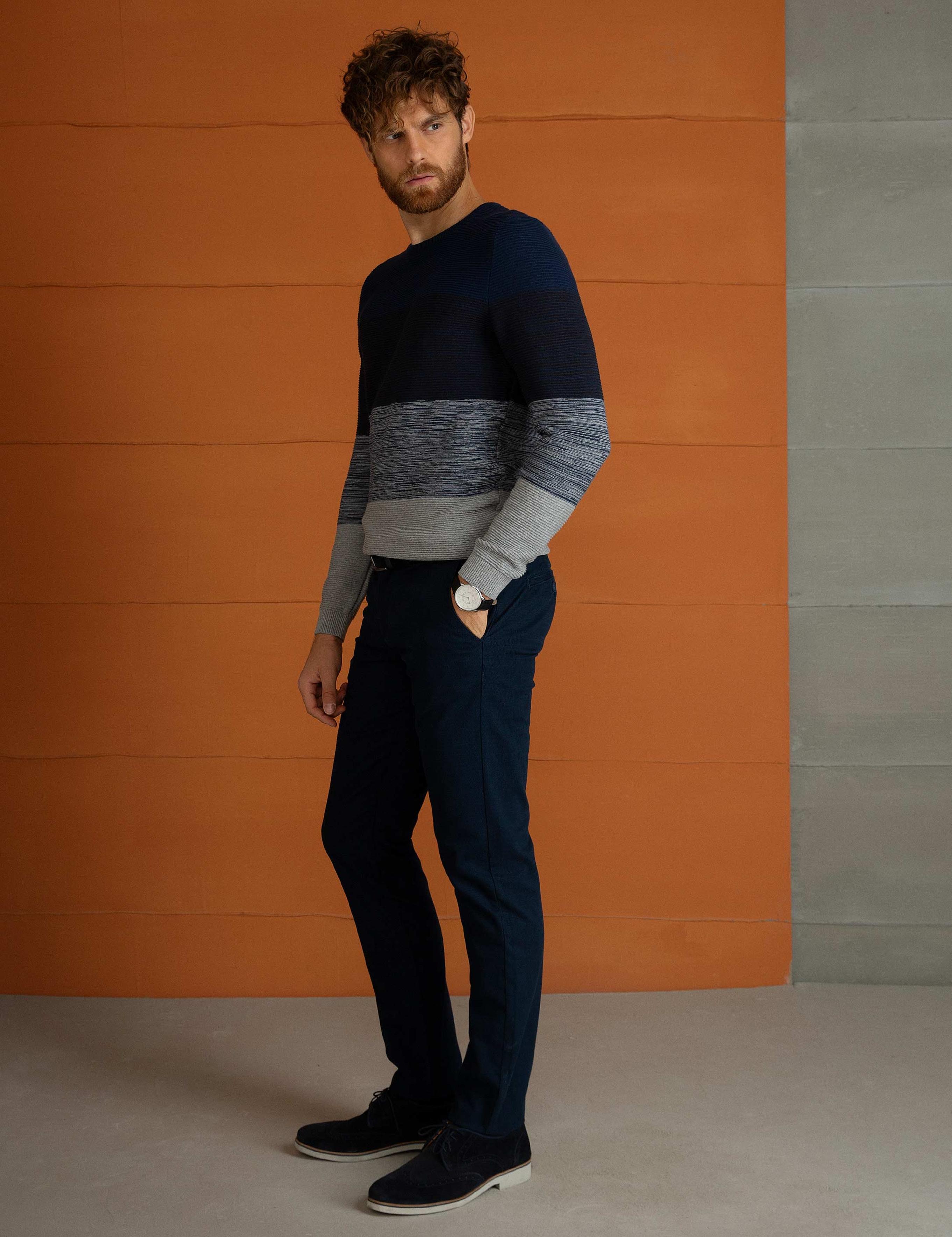 Lacivert Slim Fit Kanvas Pantolon