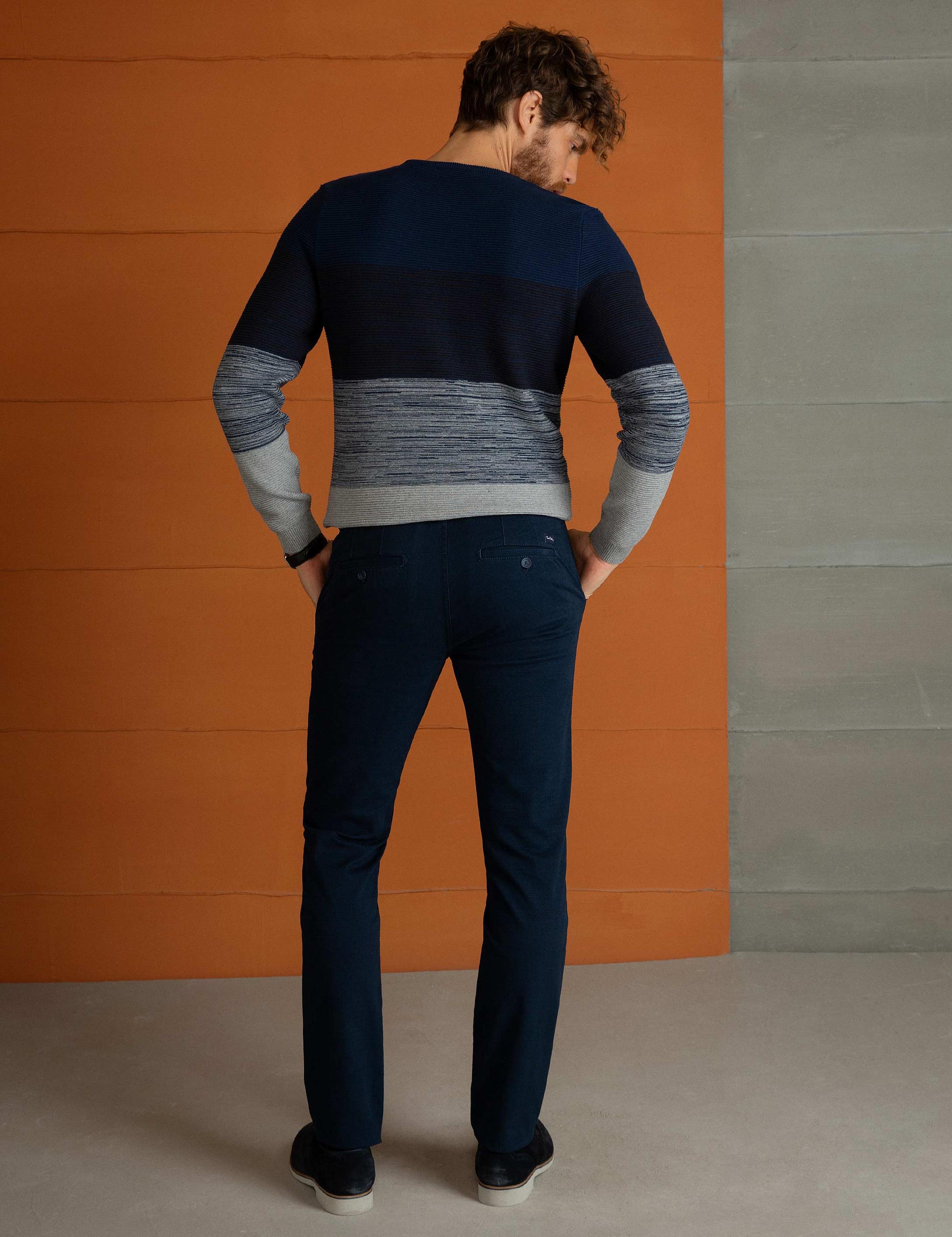 Lacivert Slim Fit Kanvas Pantolon