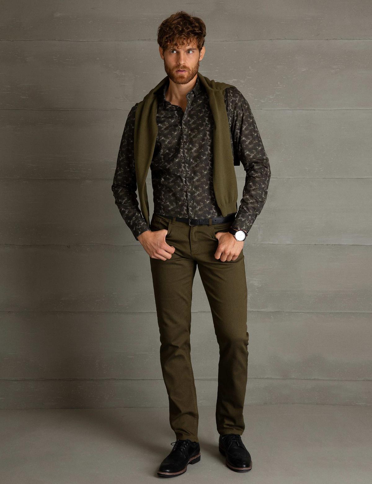 Haki Slim Fit Chino Pantolon