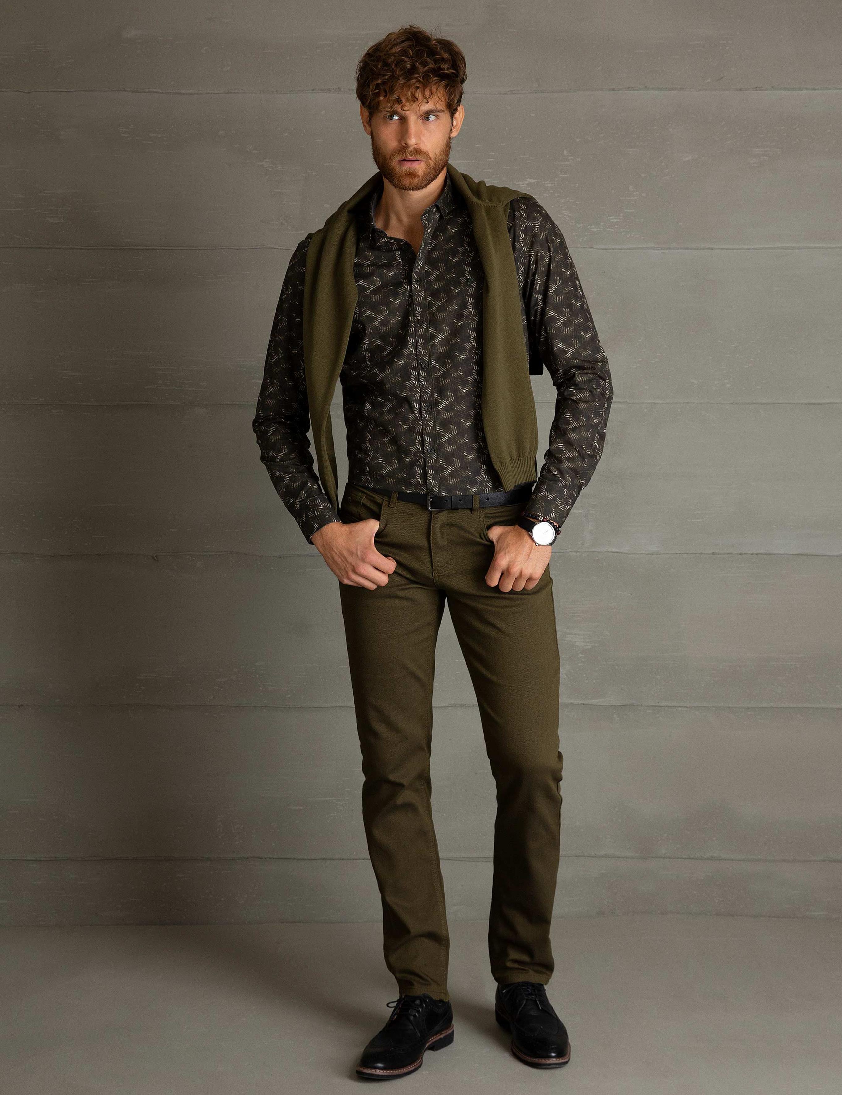 Haki Slim Fit Chino Pantolon