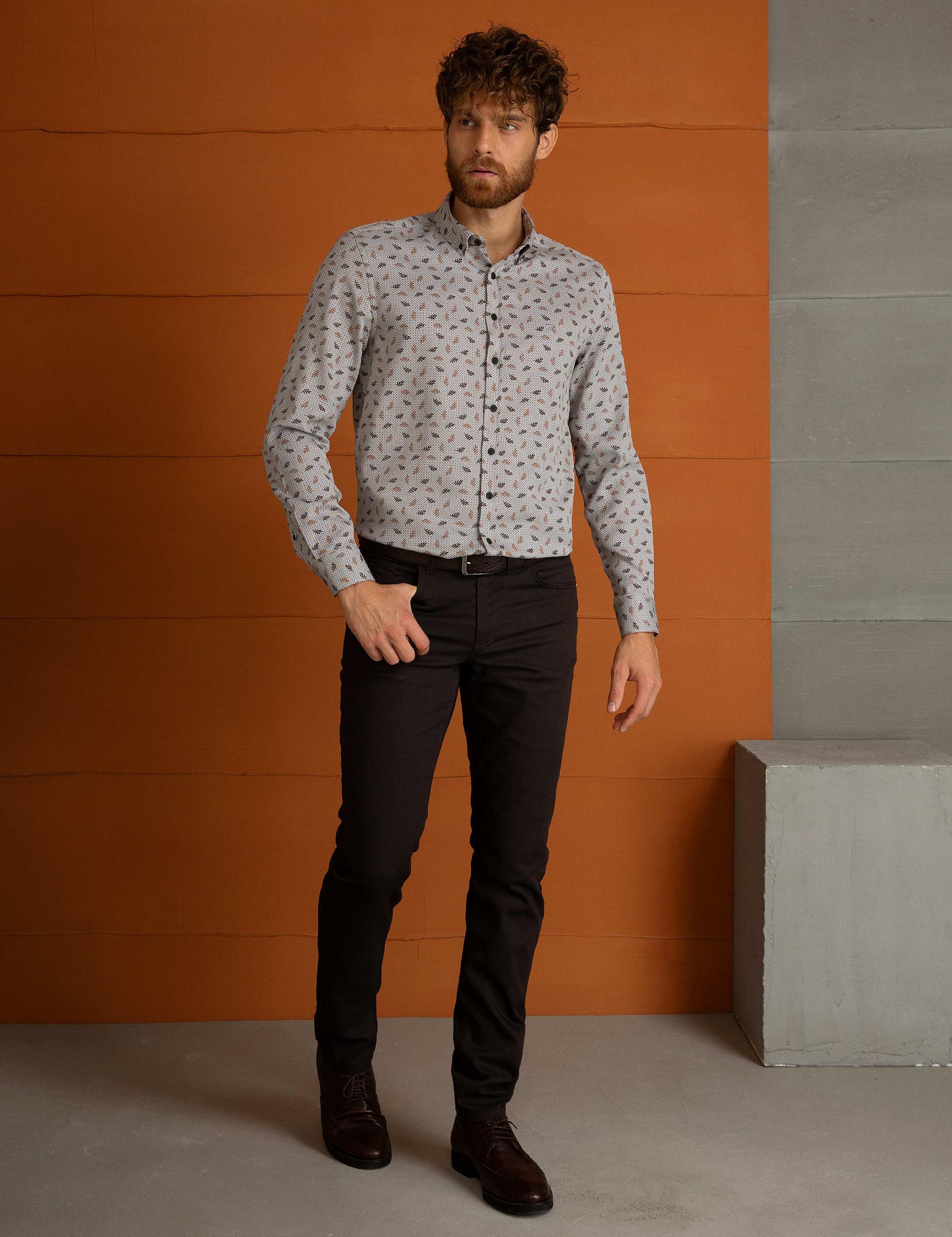 Kahverengi Slim Fit Chino Pantolon