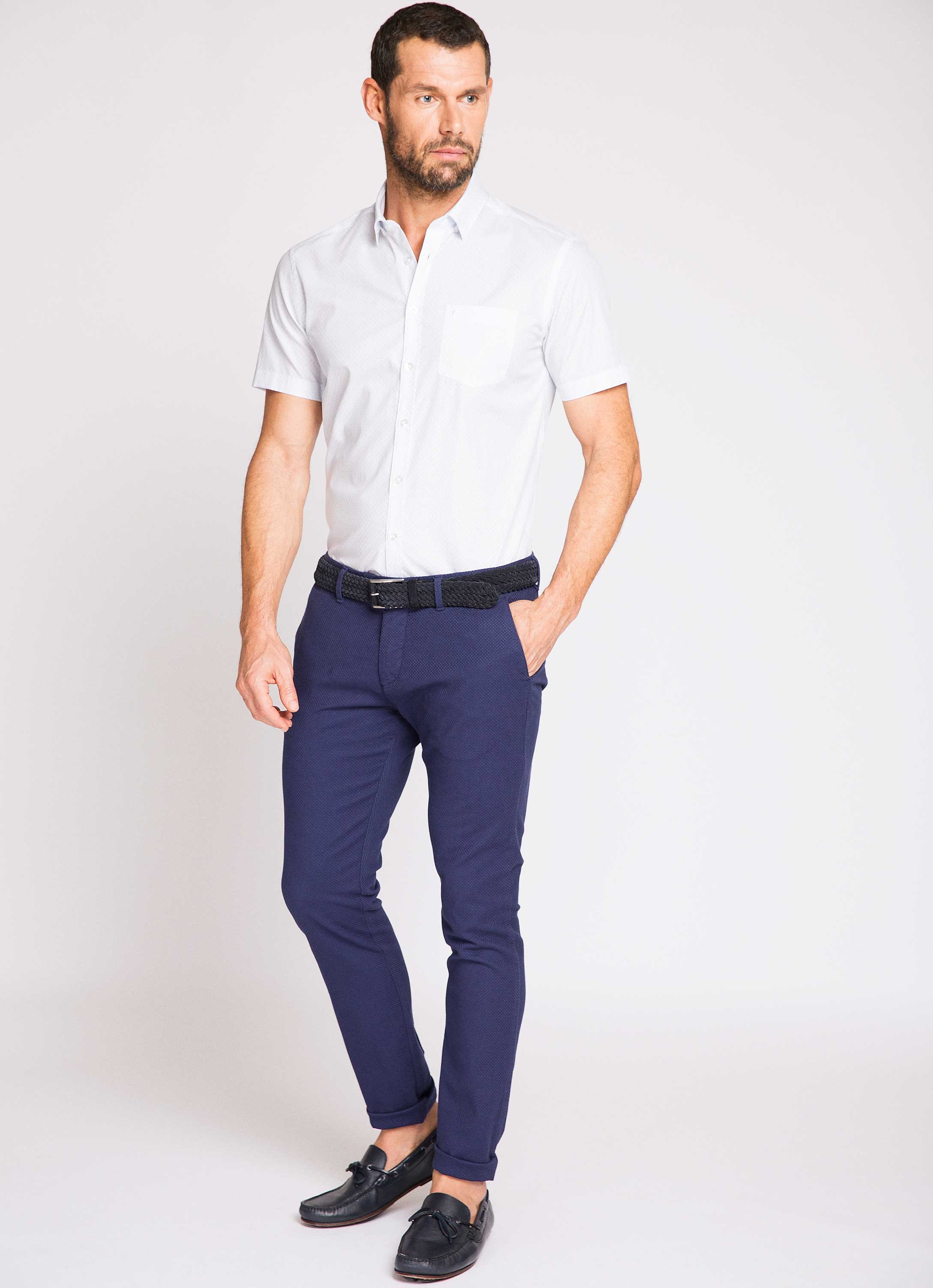 Beyaz Regular Fit Kısa Kollu Gömlek - Image 2
