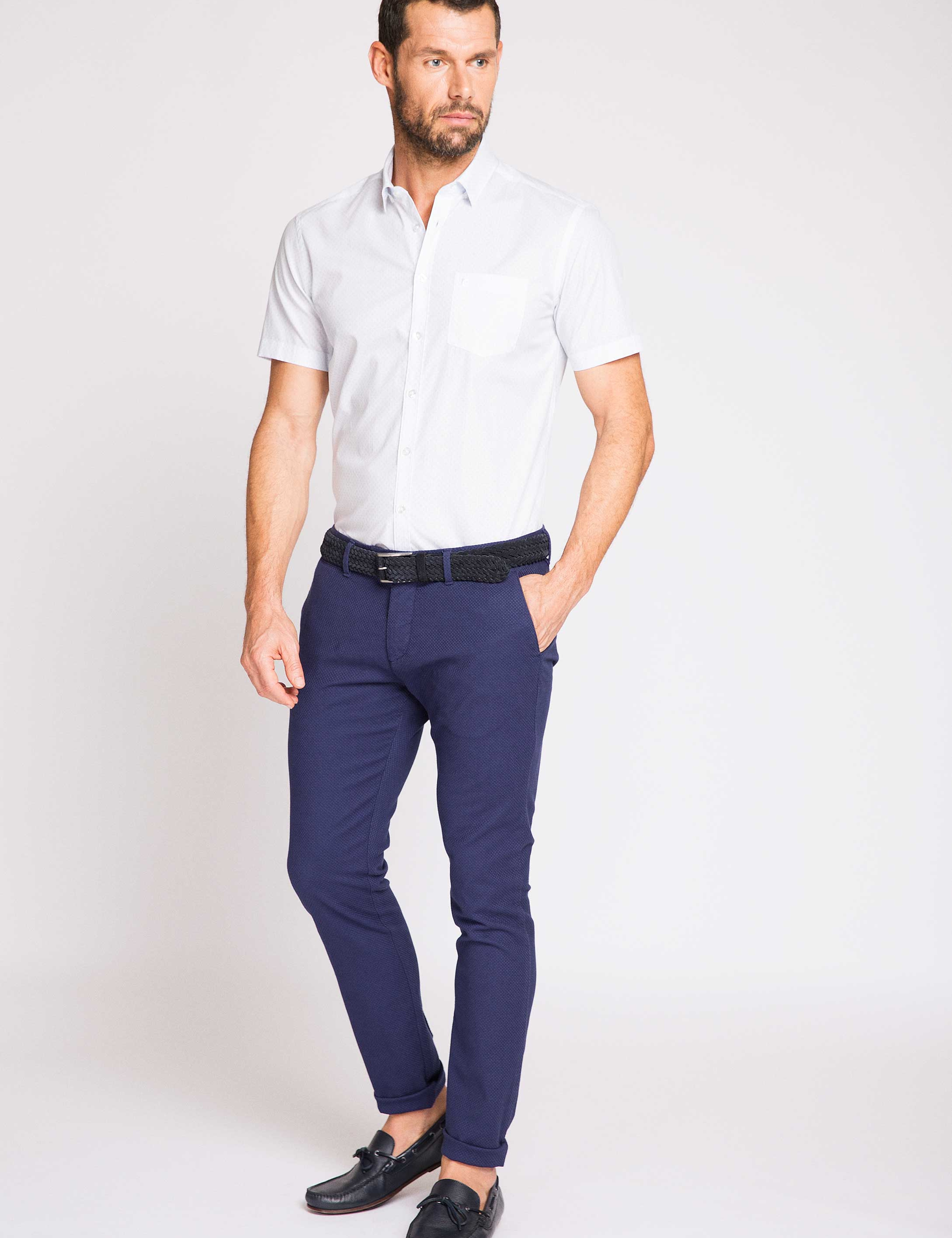 Beyaz Regular Fit Kısa Kollu Gömlek