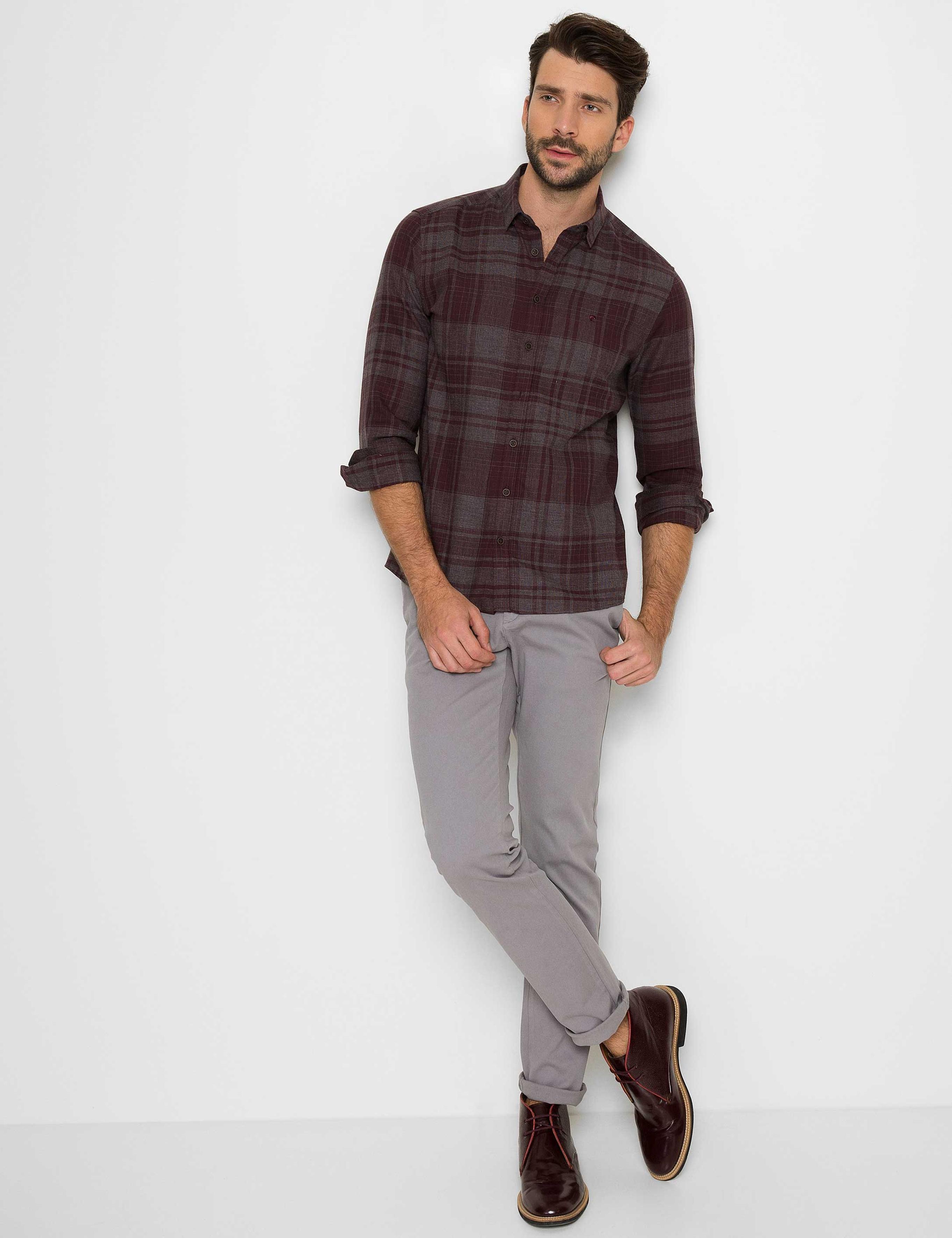 Bordo Slim Fit Gömlek