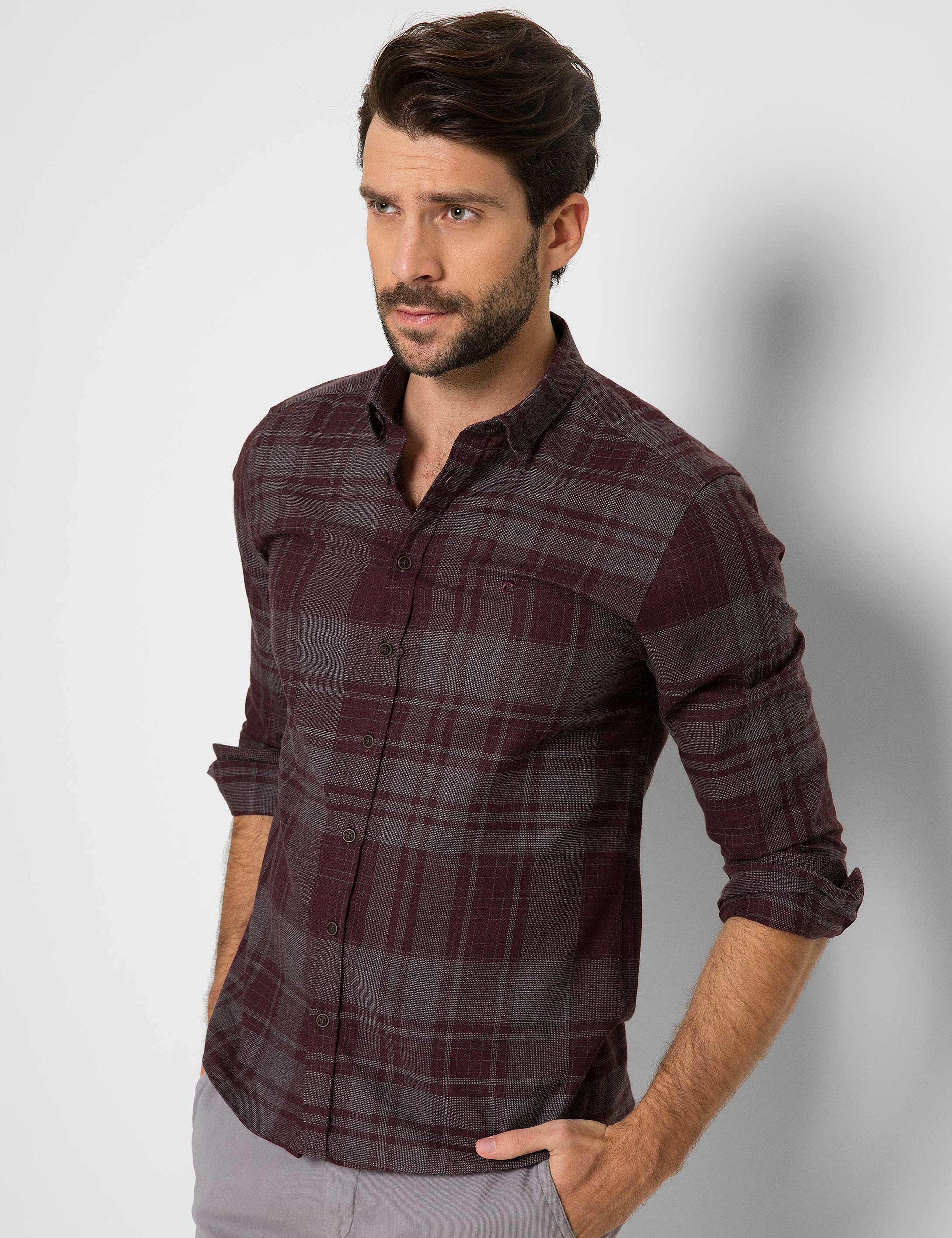 Bordo Slim Fit Gömlek