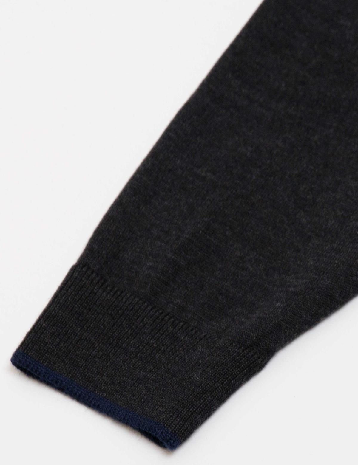 Antrasit Gri Melanj Slim Fit Basic Triko Kazak - 50179042023