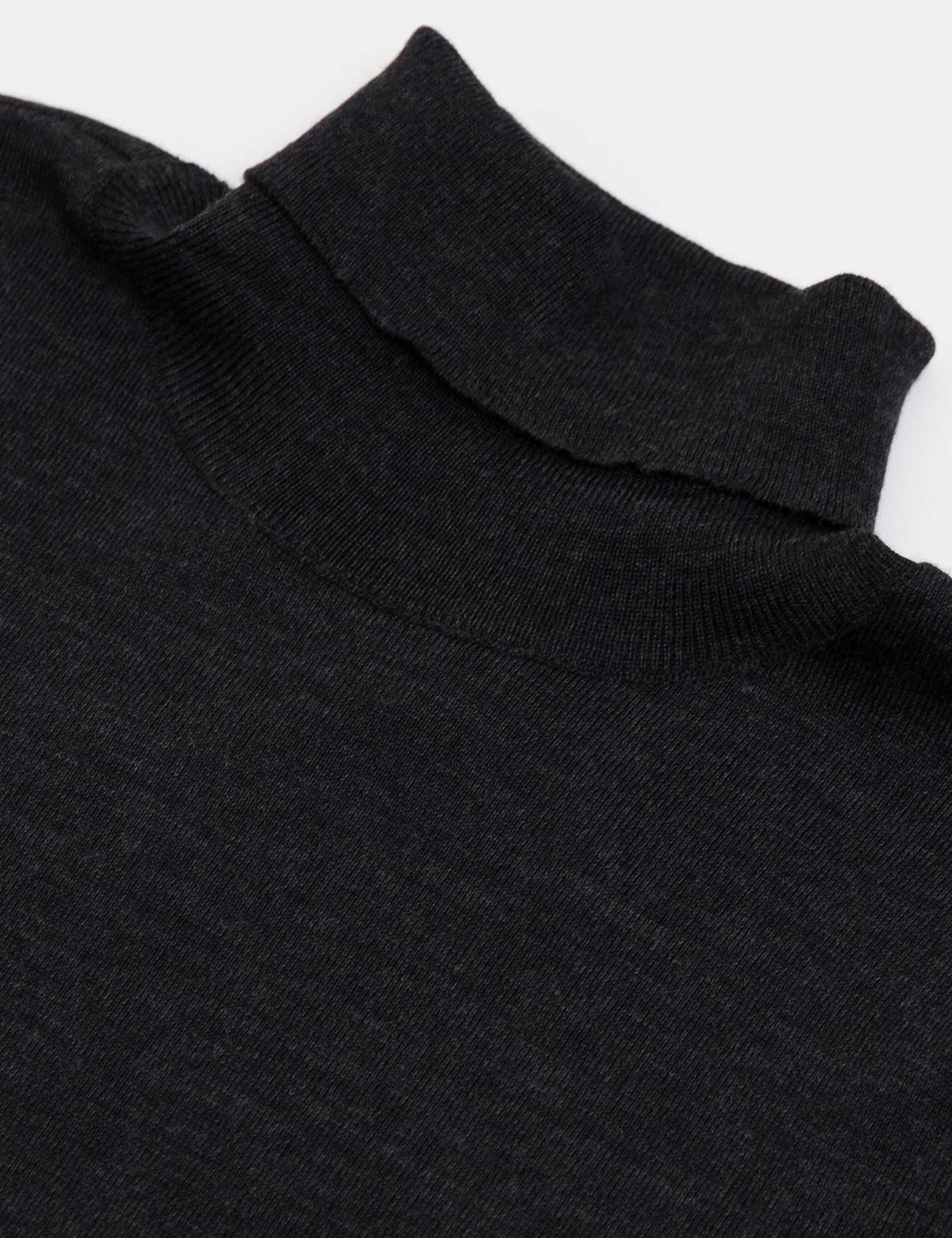 Antrasit Gri Melanj Slim Fit Basic Triko Kazak - 50179042023