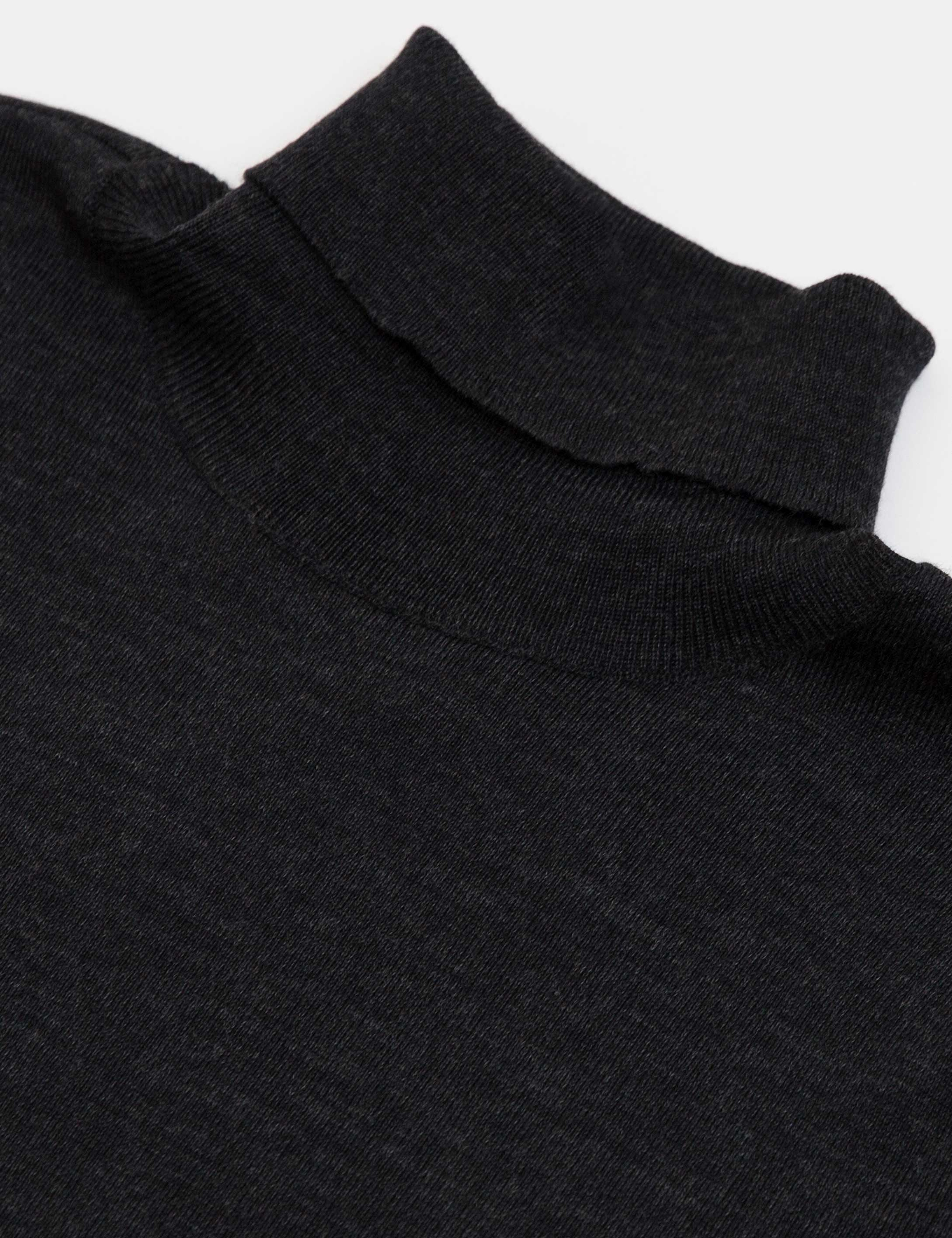 Antrasit Gri Melanj Slim Fit Basic Triko Kazak - Image 3