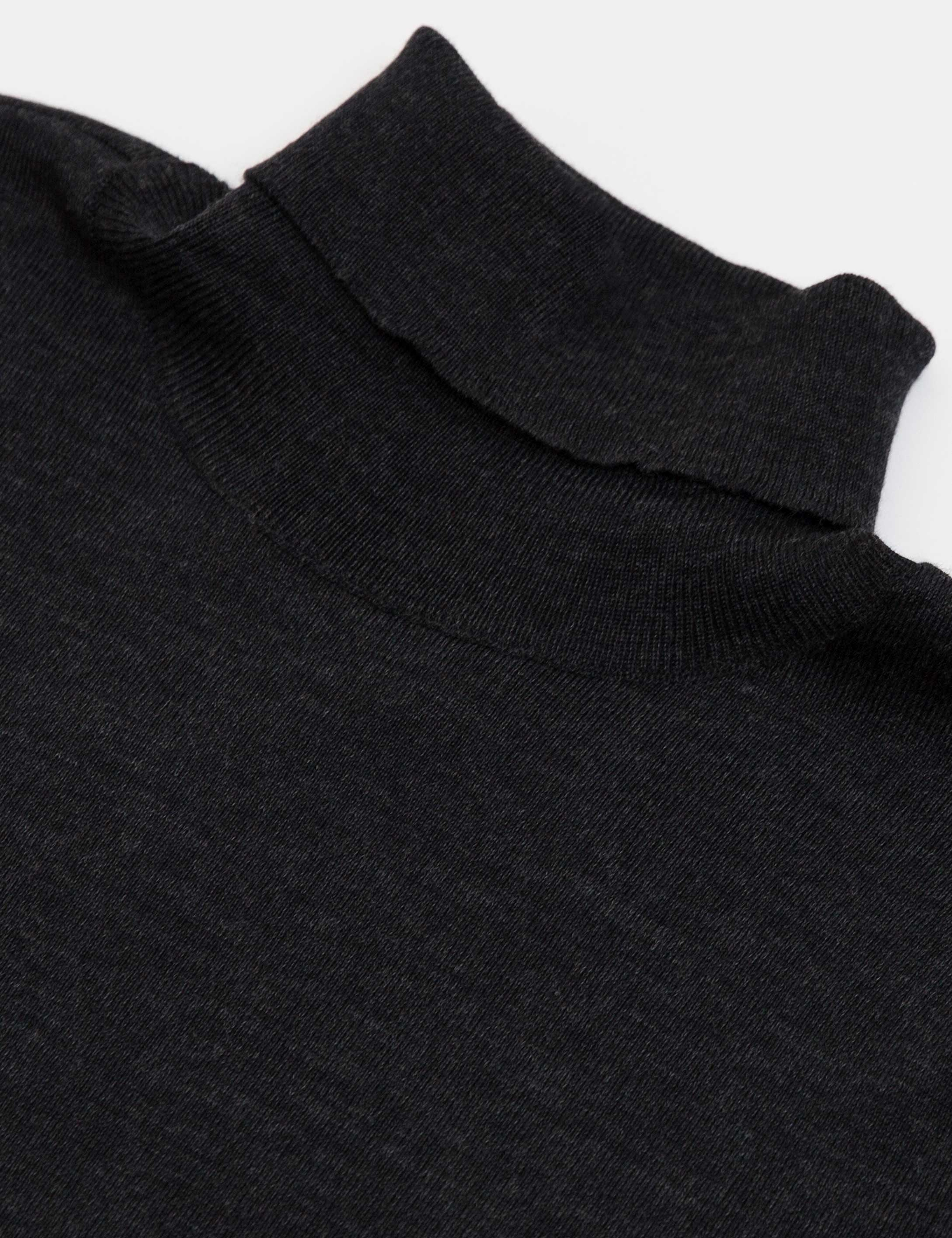 Antrasit Gri Melanj Slim Fit Basic Triko Kazak