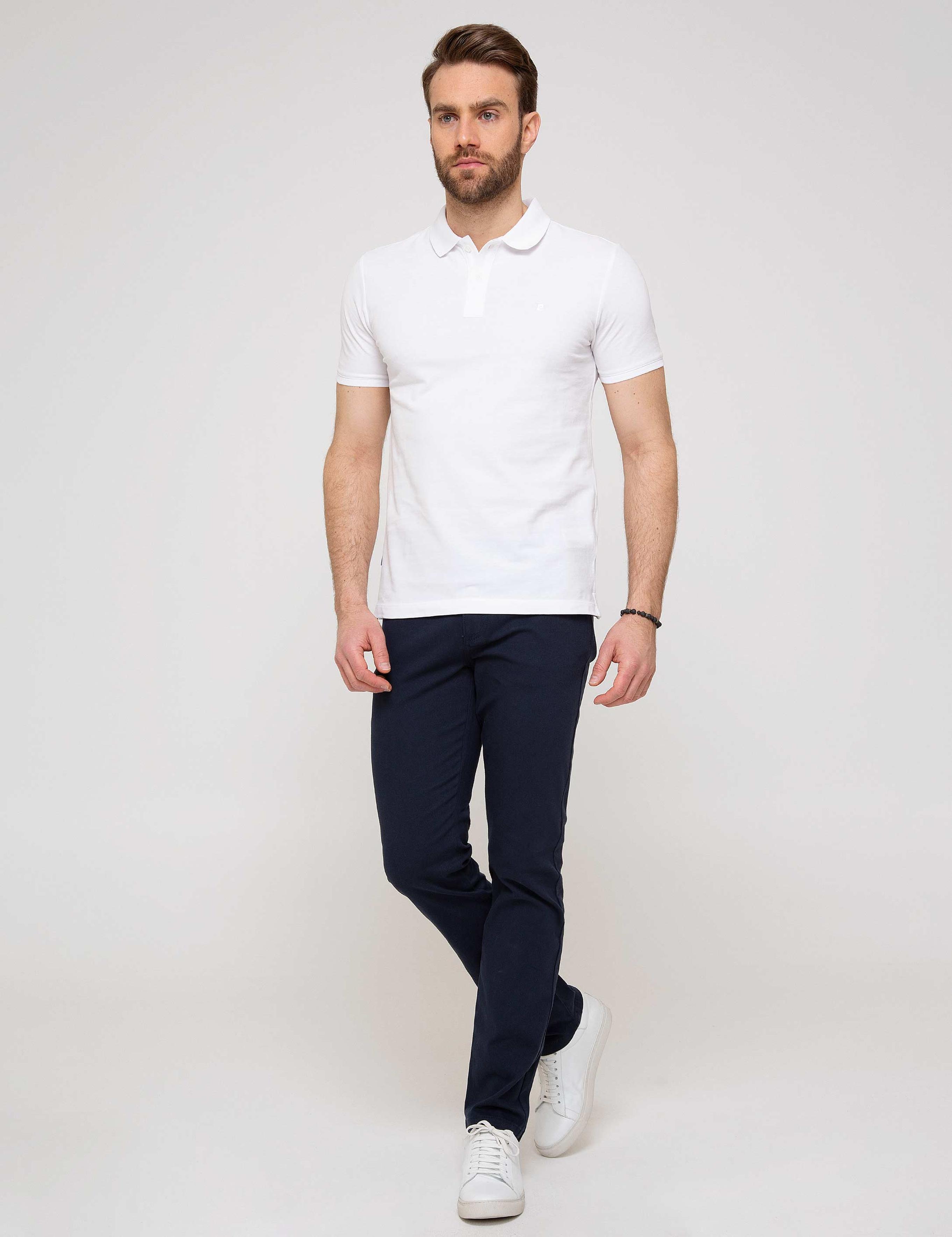 Beyaz Slim Fit Basic Polo Yaka T-Shirt