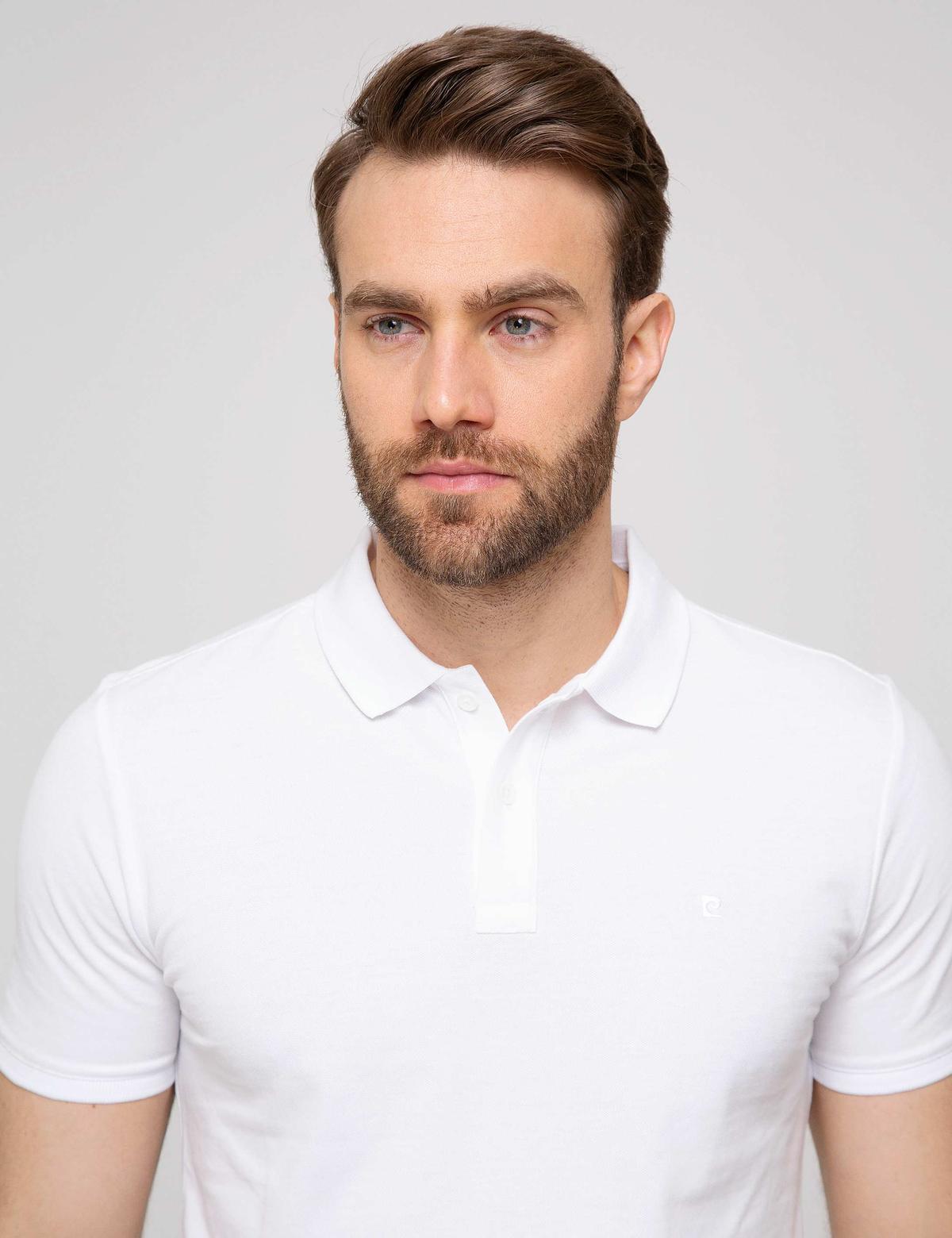 Beyaz Slim Fit Basic Polo Yaka T-Shirt - 50186365073