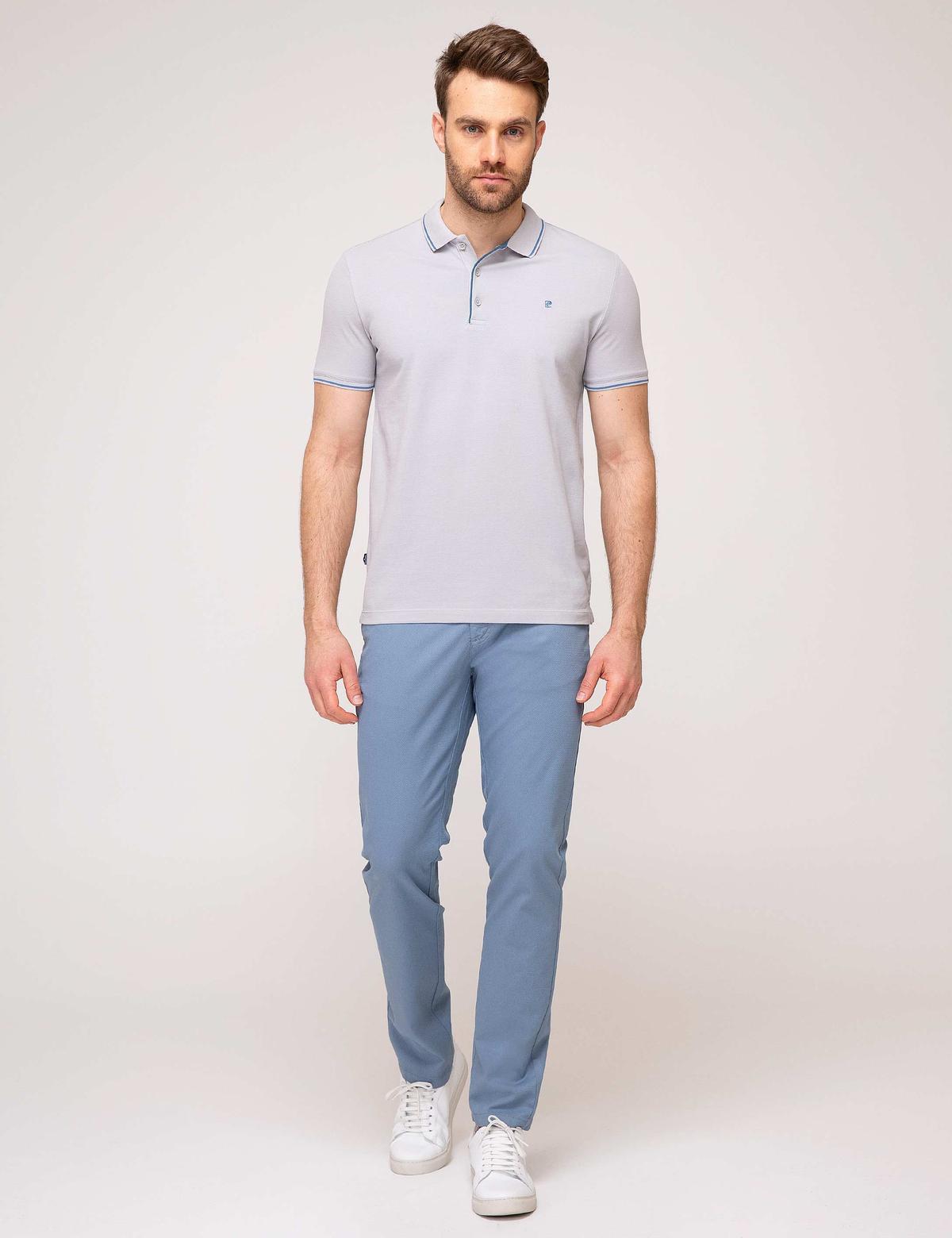 Açık Gri Slim Fit Polo Yaka T-Shirt - 50187370128