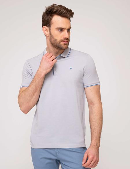 Açık Gri Slim Fit Polo Yaka T-Shirt - 50187370128