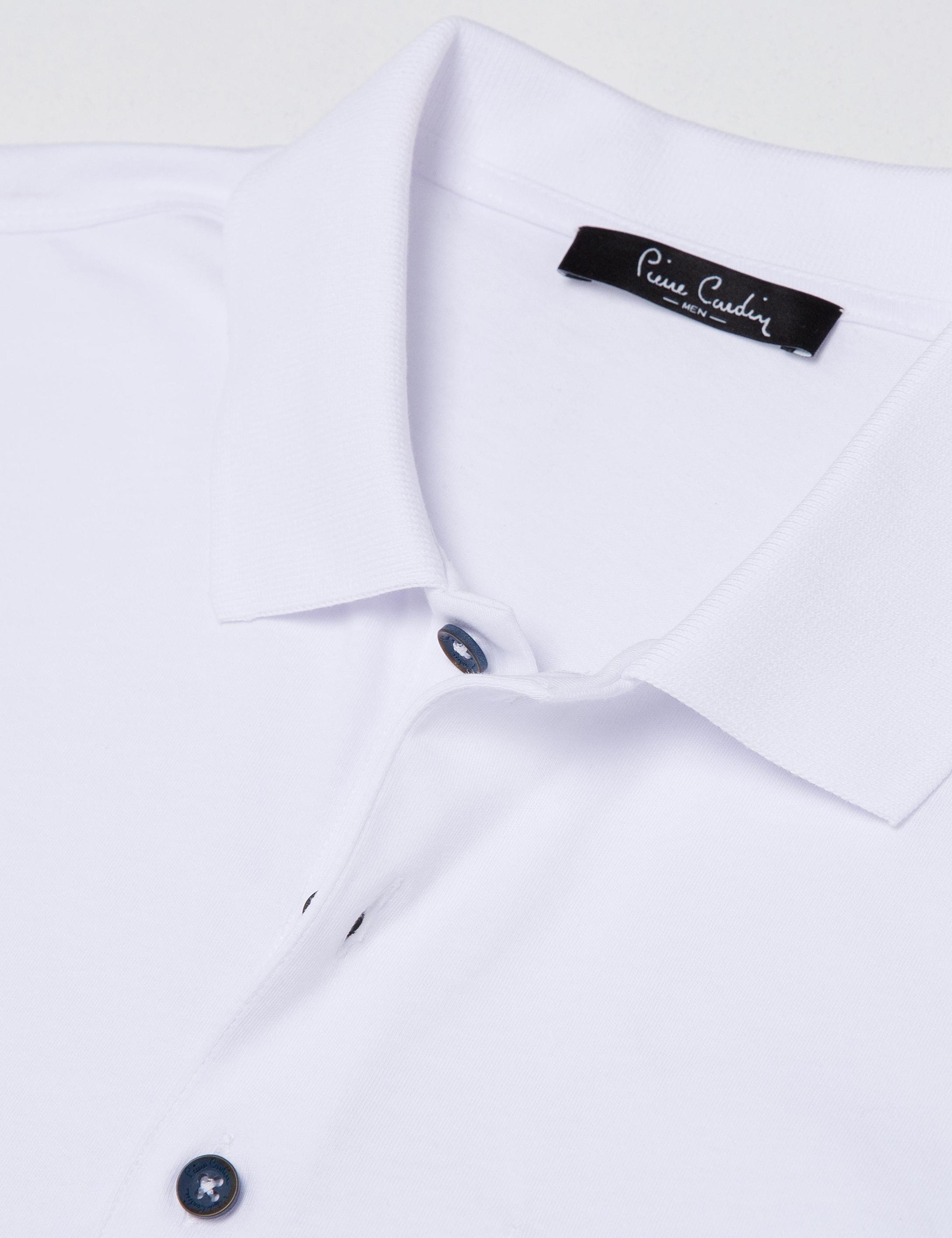 Beyaz Regular Fit Polo Yaka Basic T-Shirt