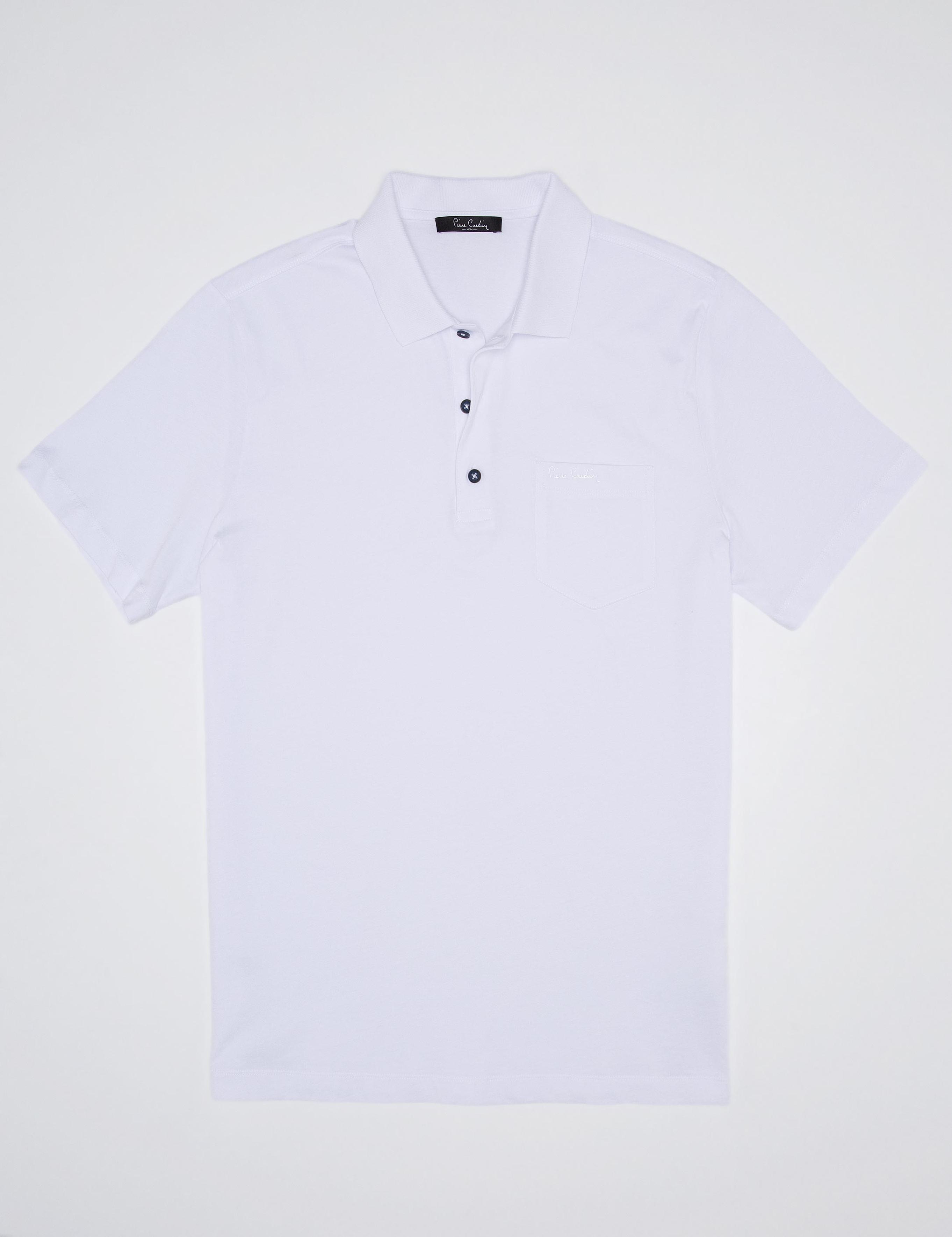 Beyaz Regular Fit Polo Yaka Basic T-Shirt