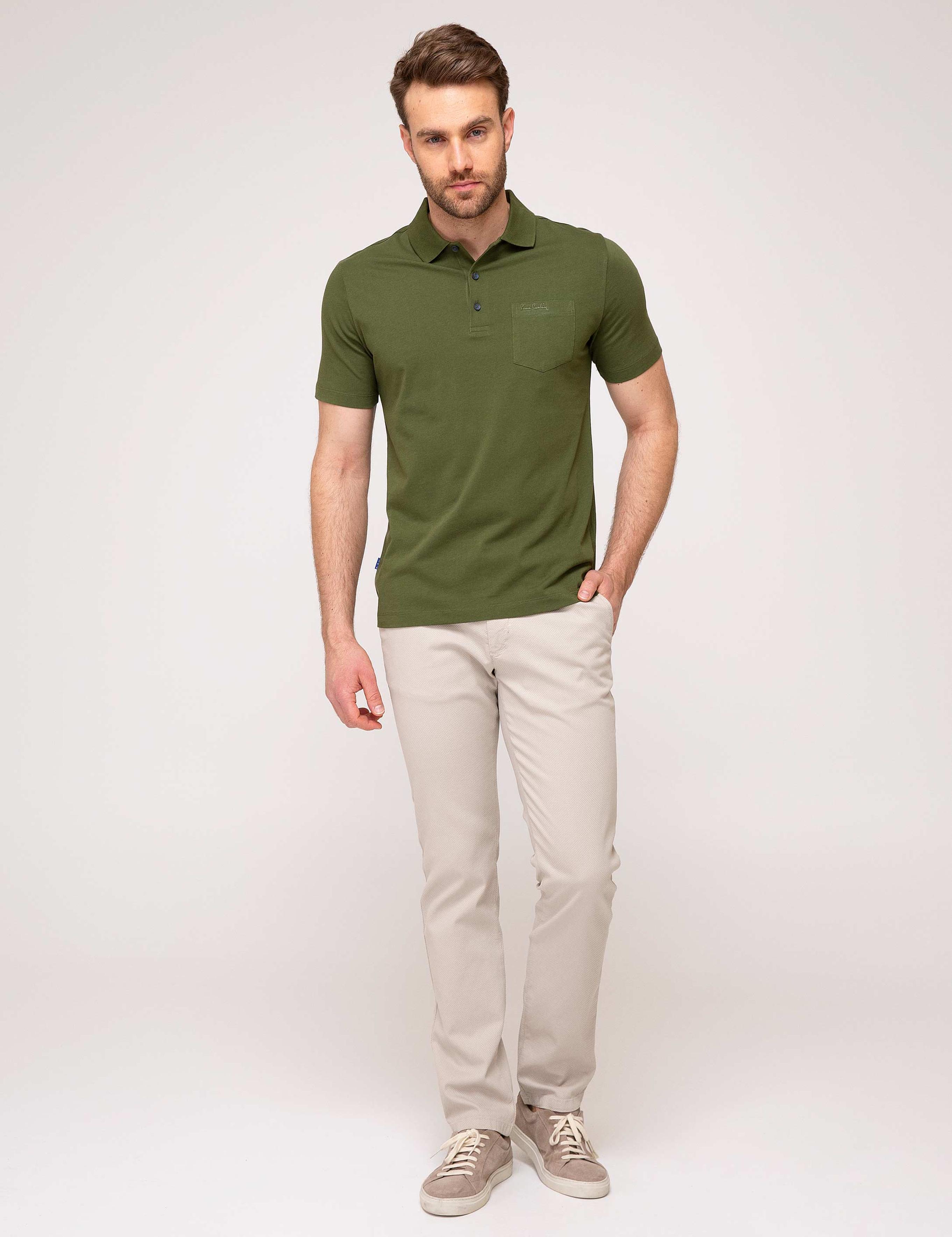 Koyu Yeşil Regular Fit Polo Yaka Basic T-shirt