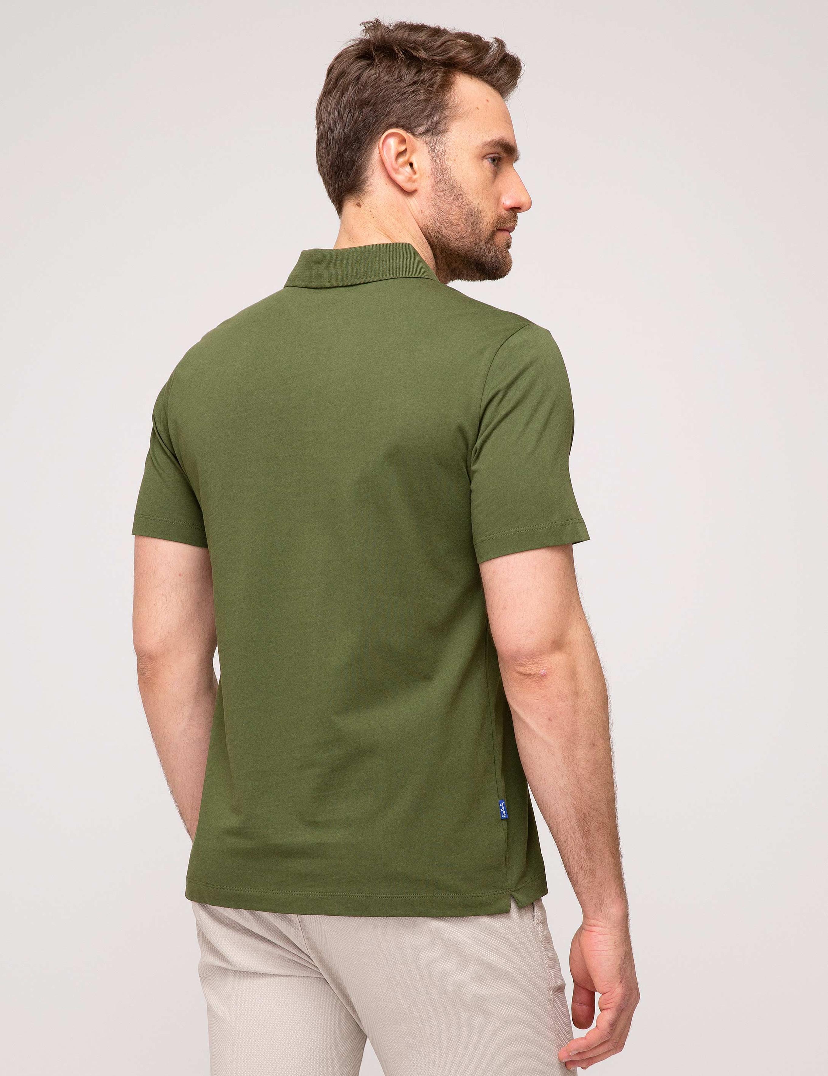 Koyu Yeşil Regular Fit Polo Yaka Basic T-shirt