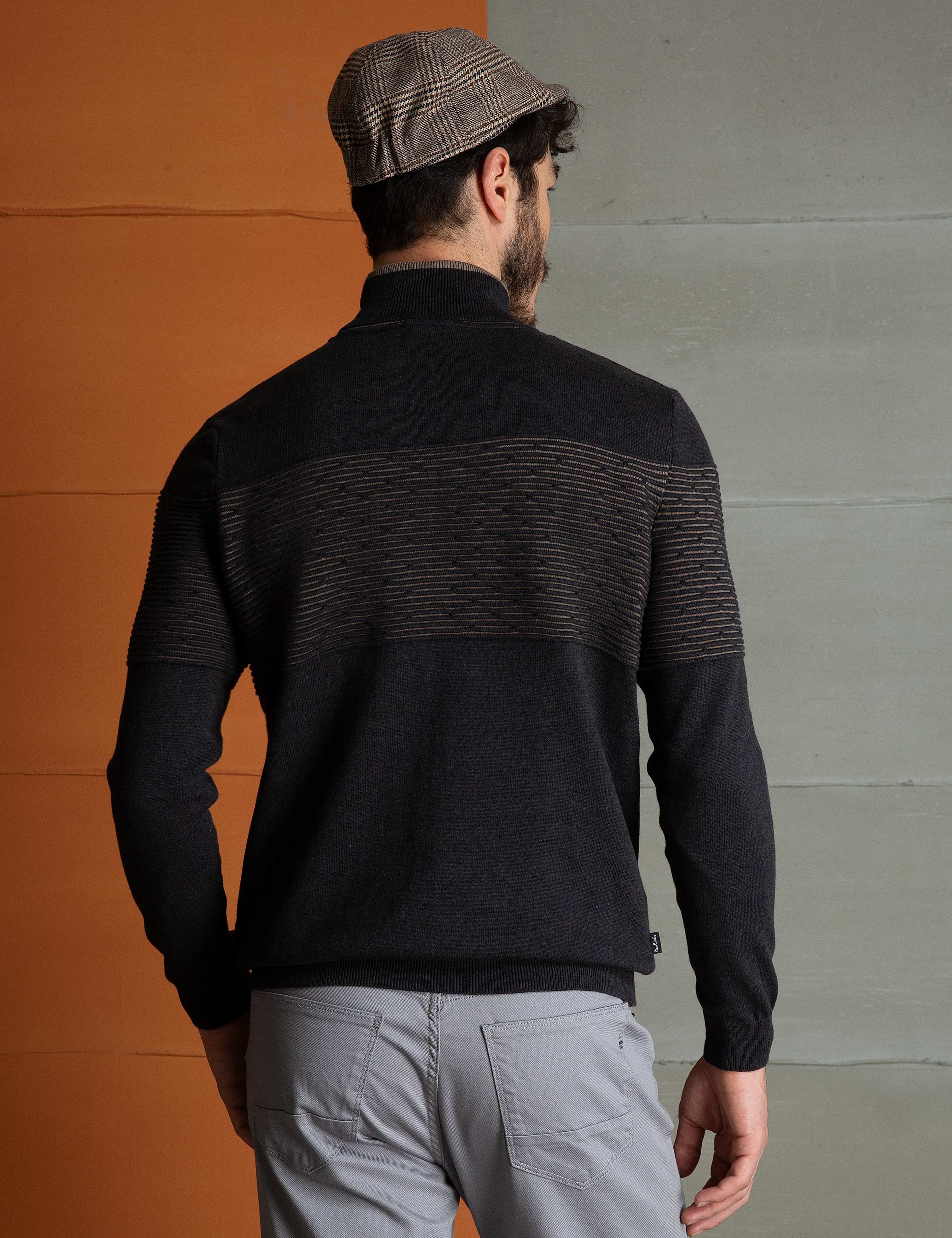 Antrasit Melanj Slim Fit Triko Kazak
