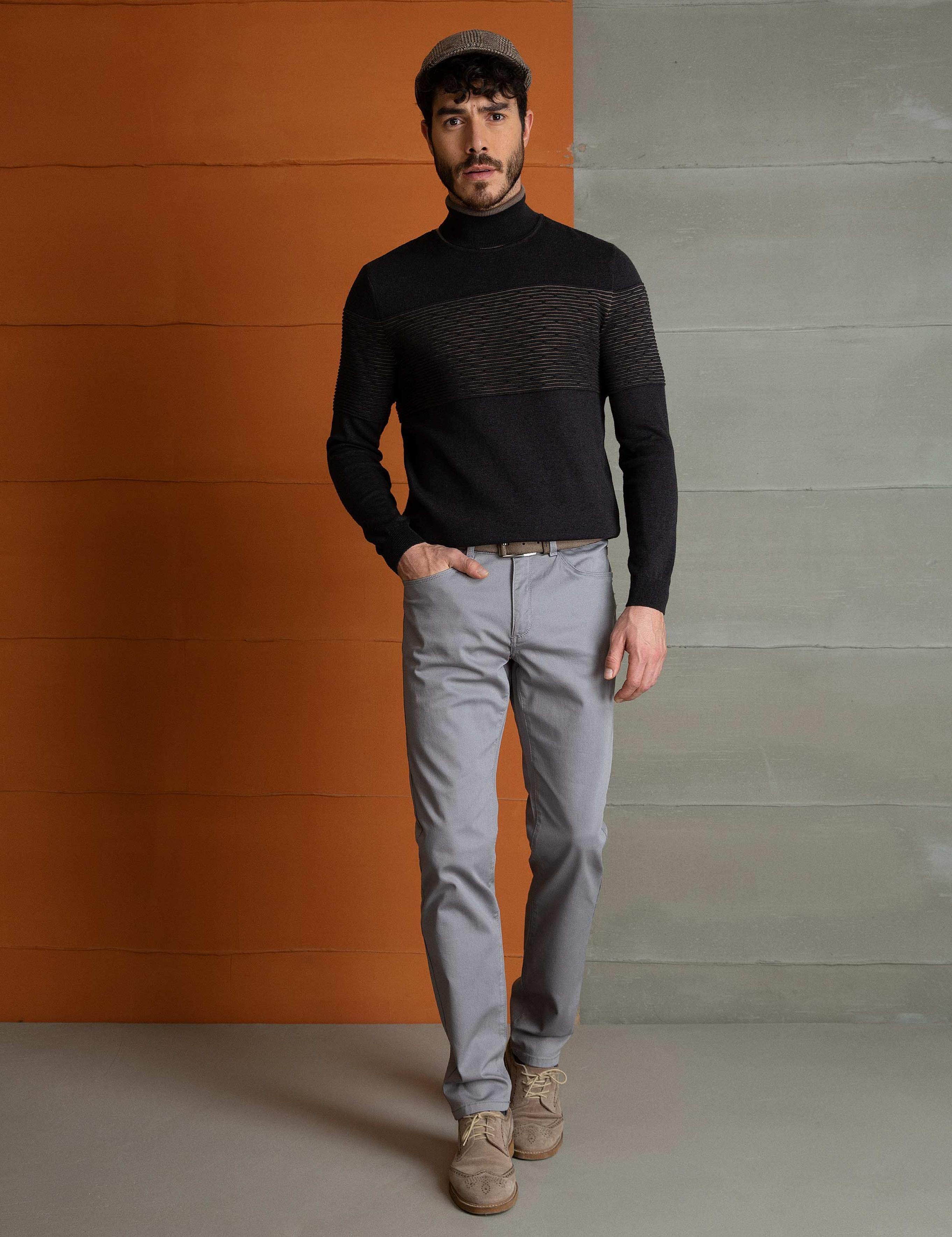 Antrasit Melanj Slim Fit Triko Kazak