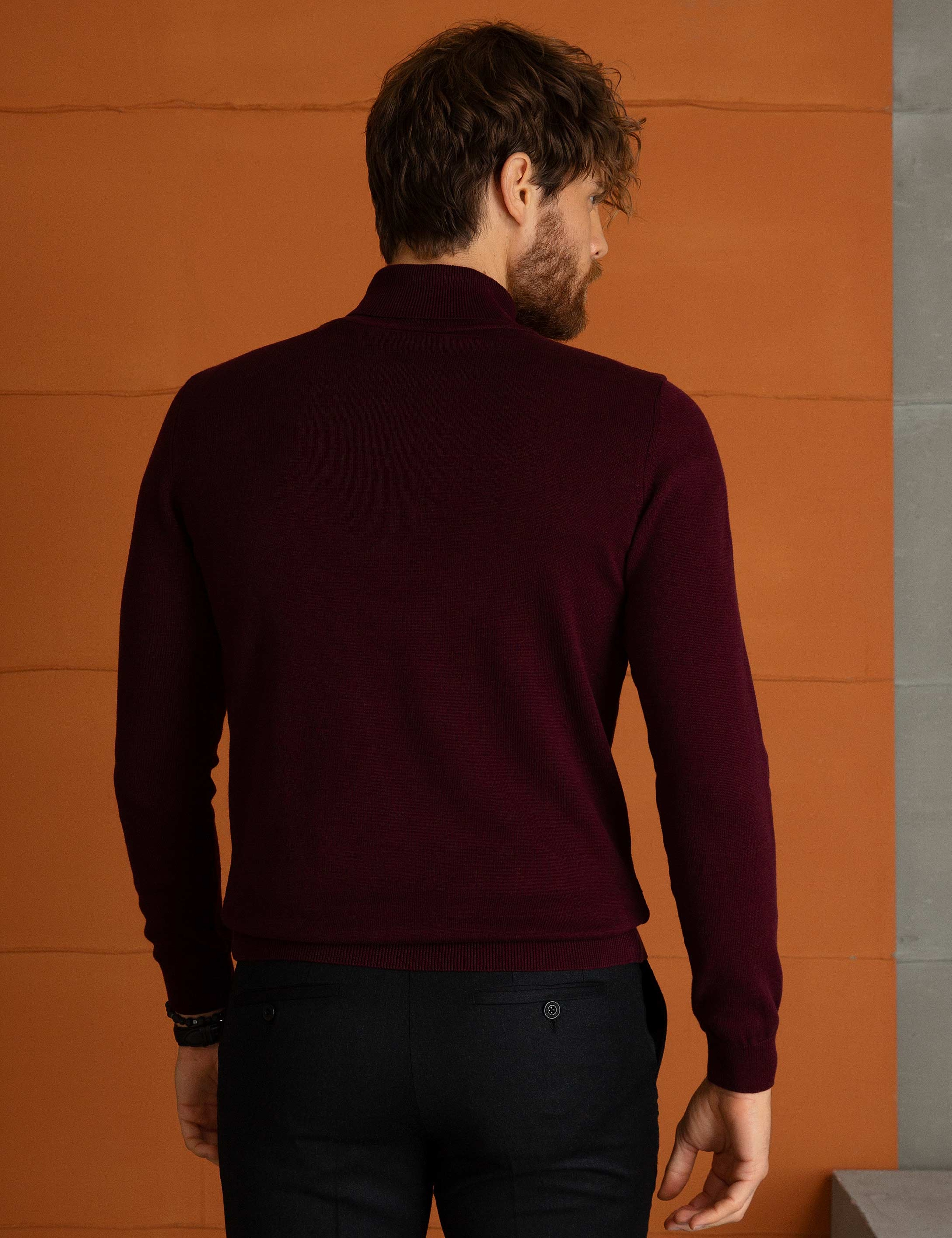 Bordo Slim Fit Triko Kazak - Image 4