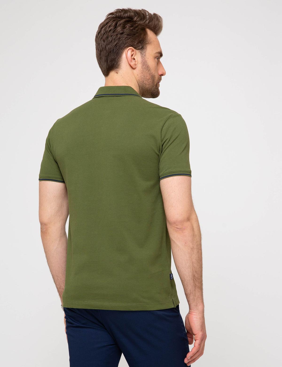 Yeşil Slim Fit Polo Yaka Basic T-shirt - 50197145001